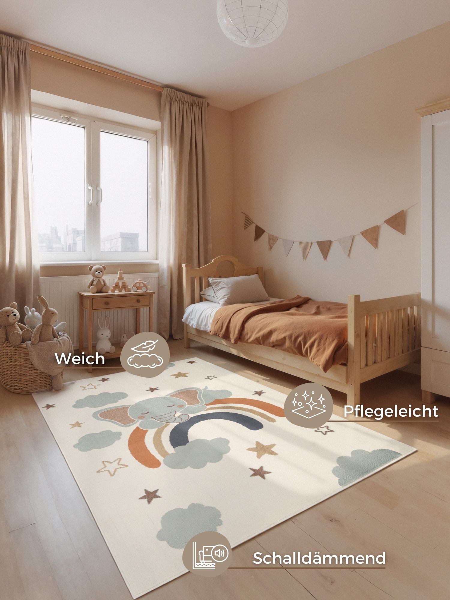 HANSE Home Kinderteppich Dreamy Jumbo, rechteckig, Höhe: 10 mm, Pflegeleicht, Weich, Kinderzimmer, Spielteppich, Spielunterlage