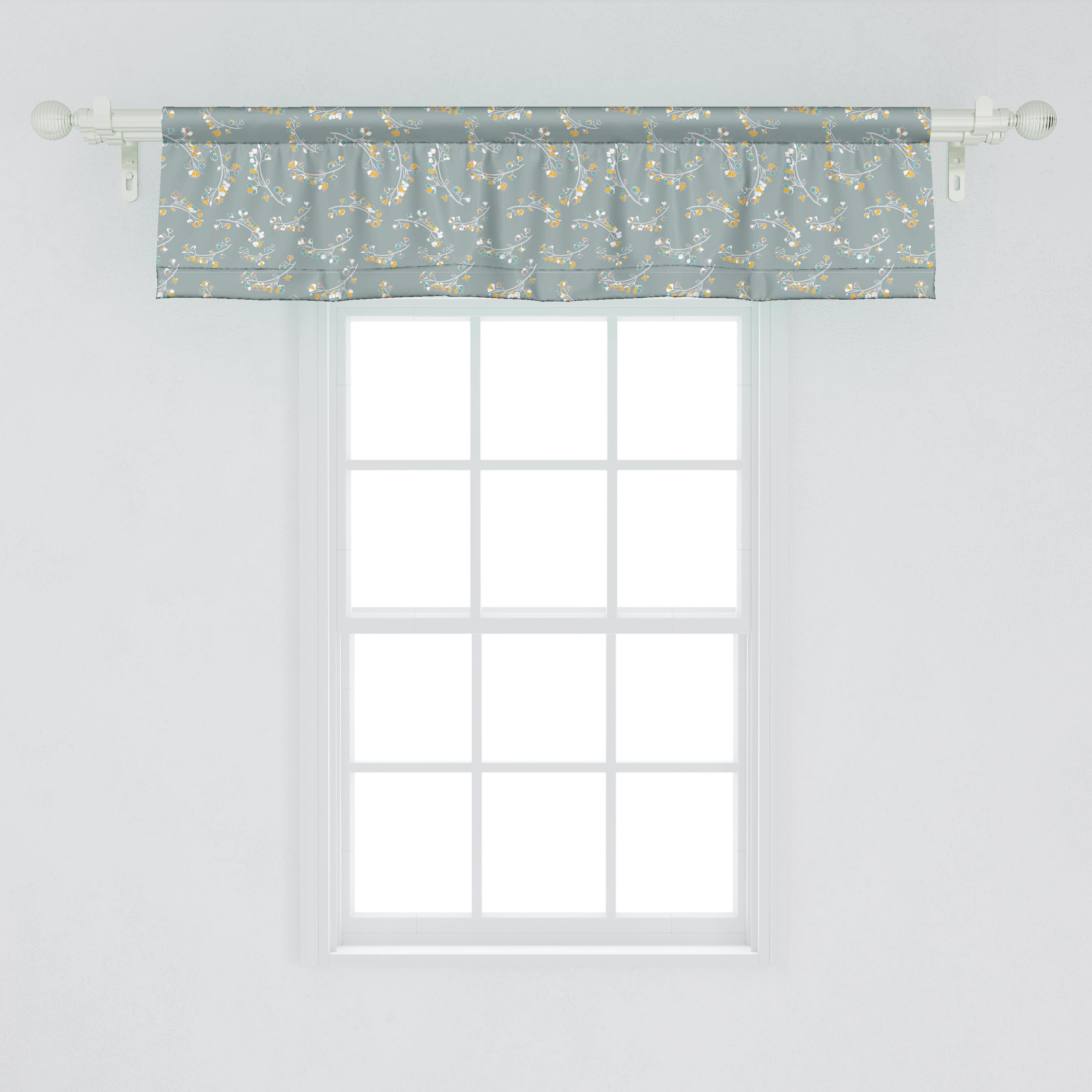 Scheibengardine Vorhang Volant für Stangentasche, Küche Abakuhaus, mit Schlafzimmer Dekor Microfaser, Sommer-Garten-Branchen Botanisch