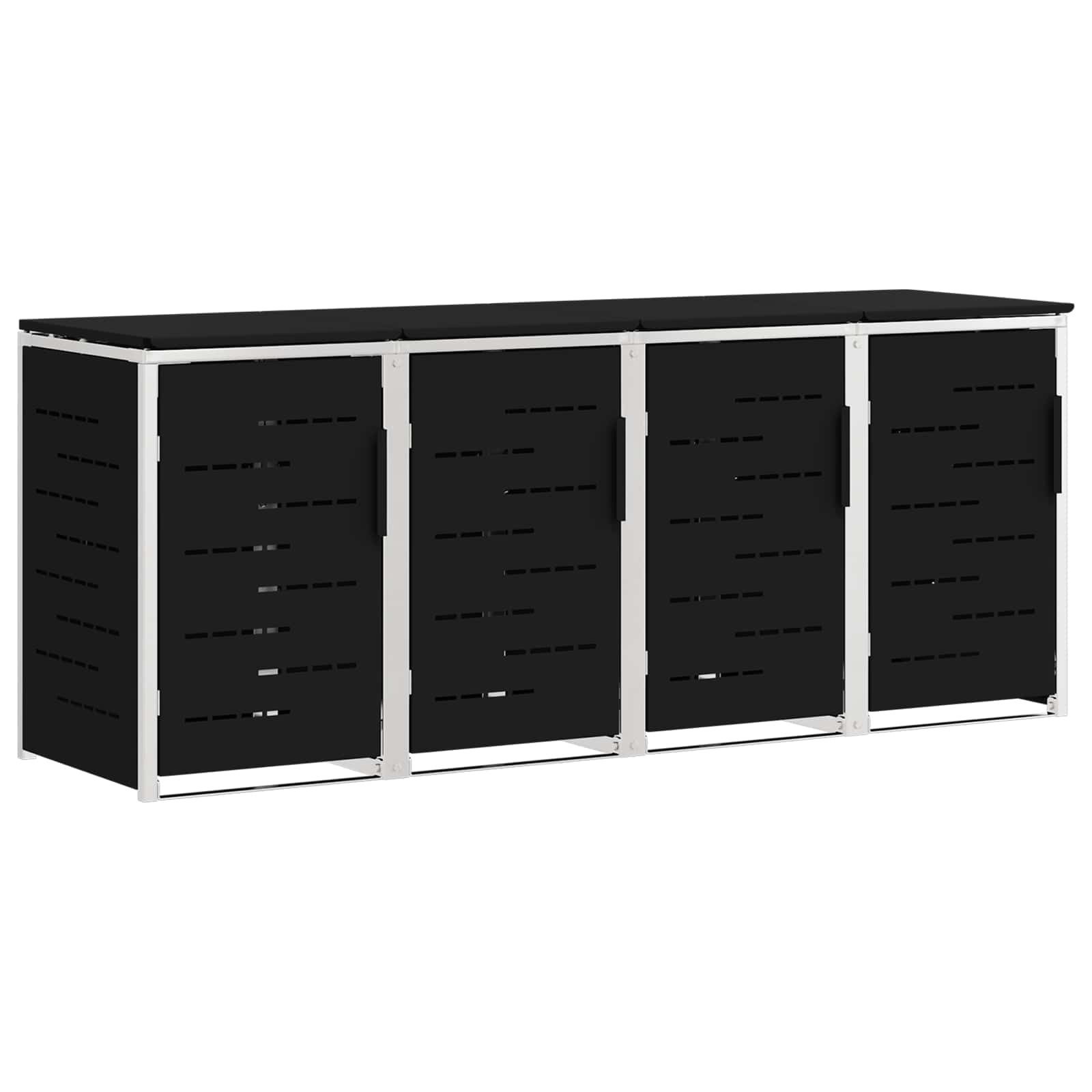 vidaXL Mülltonnenbox Mülltonnenbox for 4 Bins 240L Edelstahl Schwarz (1 St)