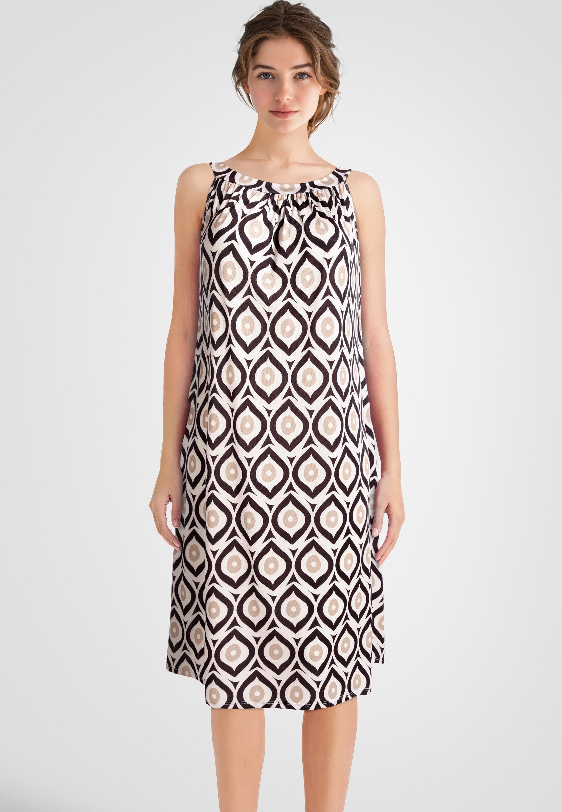 PEKIVESSA Jerseykleid Trägerkleid gemustert ärmellos Sommerkleid günstig online kaufen
