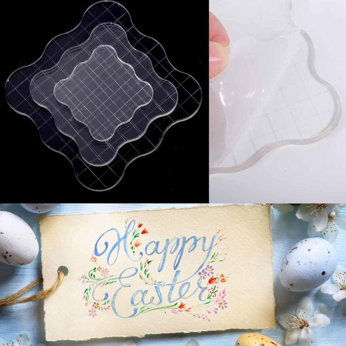 FELIXLEO Stempel Acryl Stempelblock Set 3 Stück Transparent für Scrapbooking – Bild 5 von 5