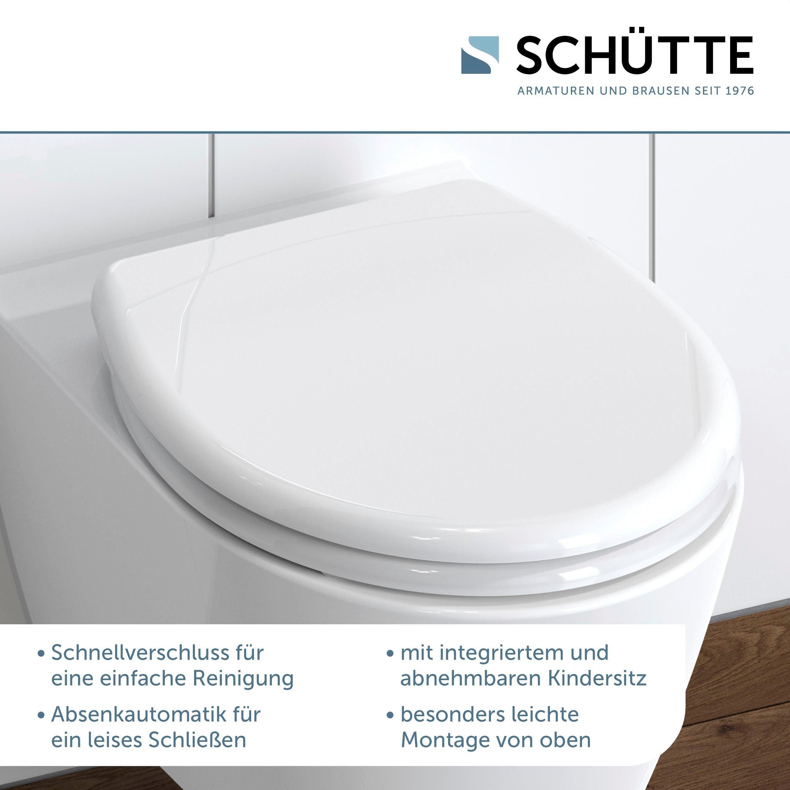 Schütte WC-Sitz FAMILY WHITE, Duroplast, Absenkautomatik, Schnellverschluss, abnehmbarer Kindersitz