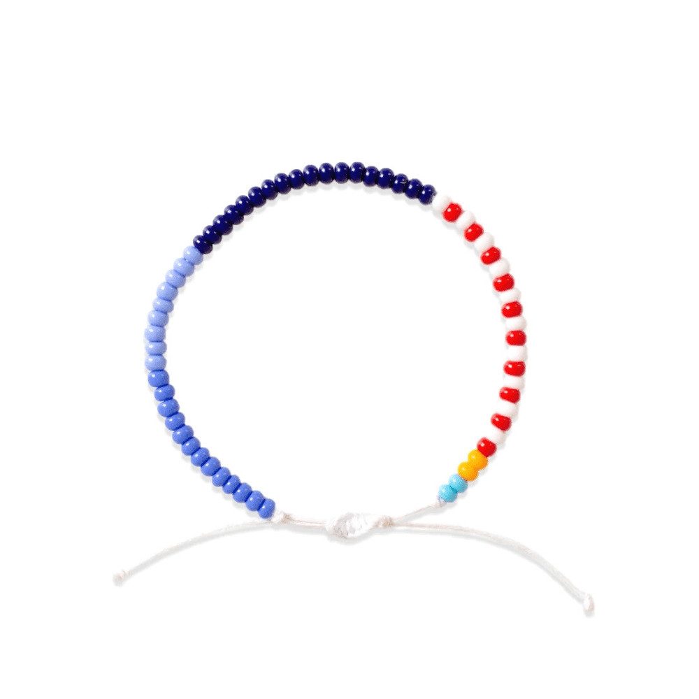 Ubuntu Life Perlenarmband Yala - Blau/Rot, Handgefertigt · Glasperlen & Nylon · Unikat