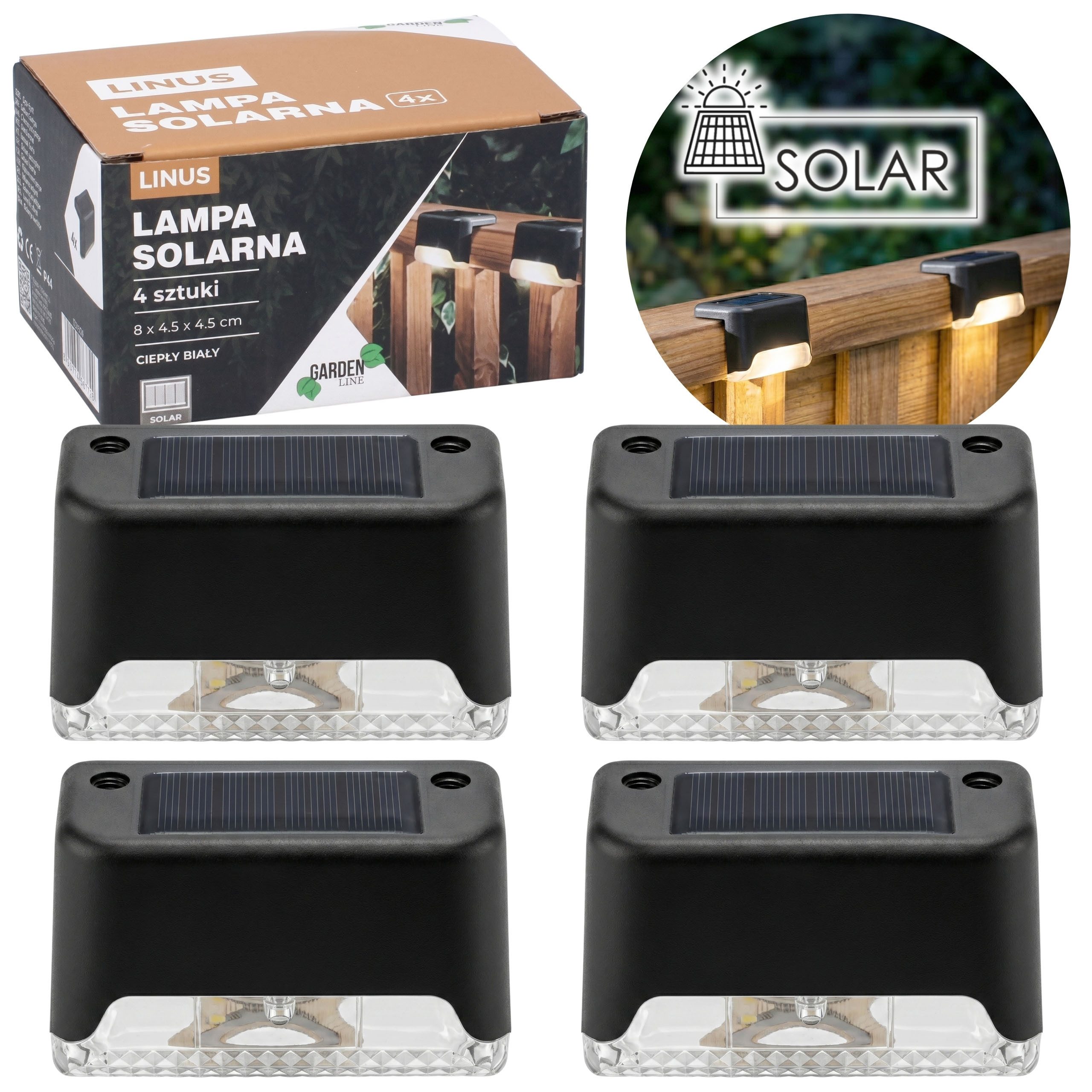 Sarcia.eu LED Solarleuchte 4er-Set LED-Solarlampen, wasserdichte Terrassenlampen, warmweiß