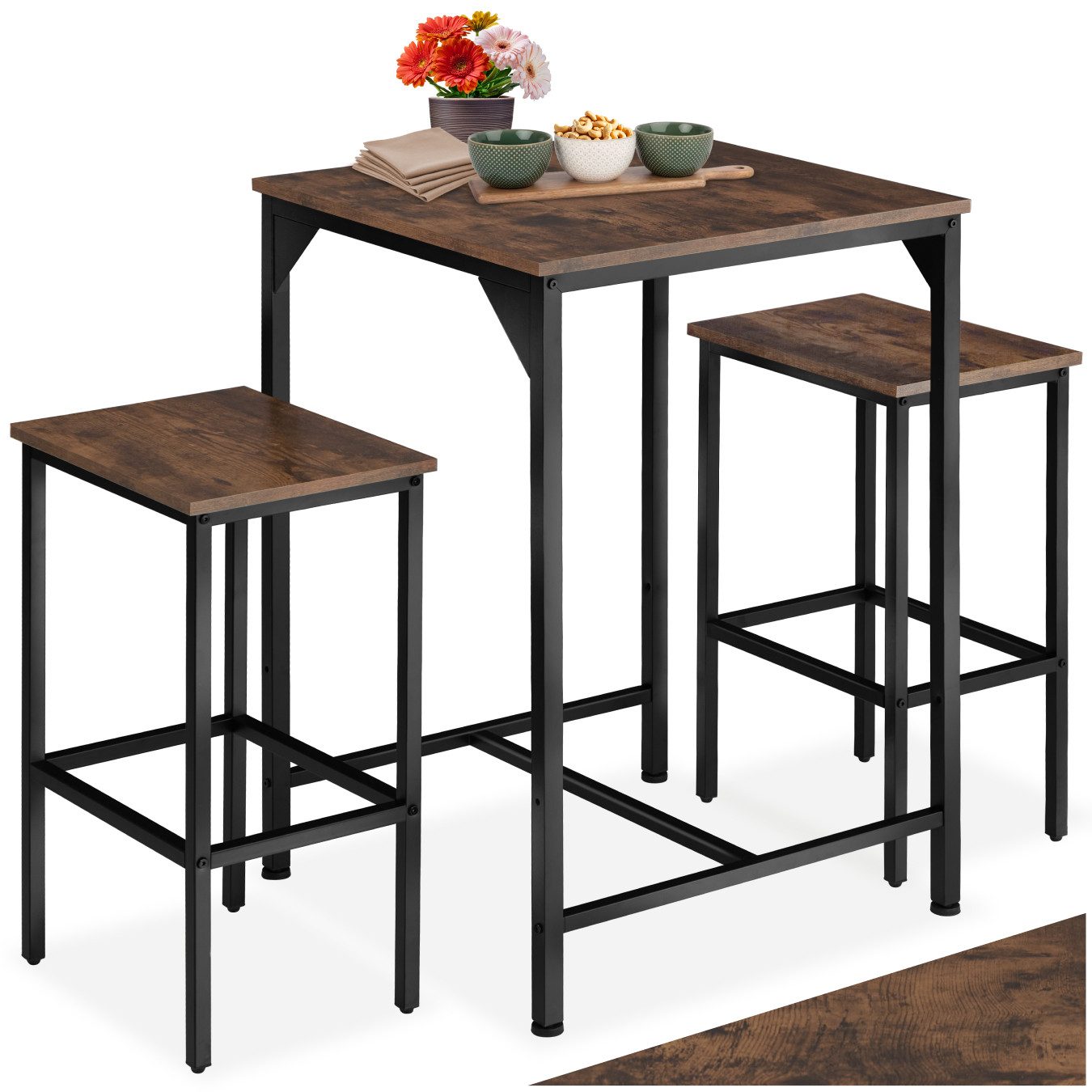 tectake Stehtisch Barset (1-St., 3 tlg), 3er-Set aus Bartisch und zwei Barh günstig online kaufen