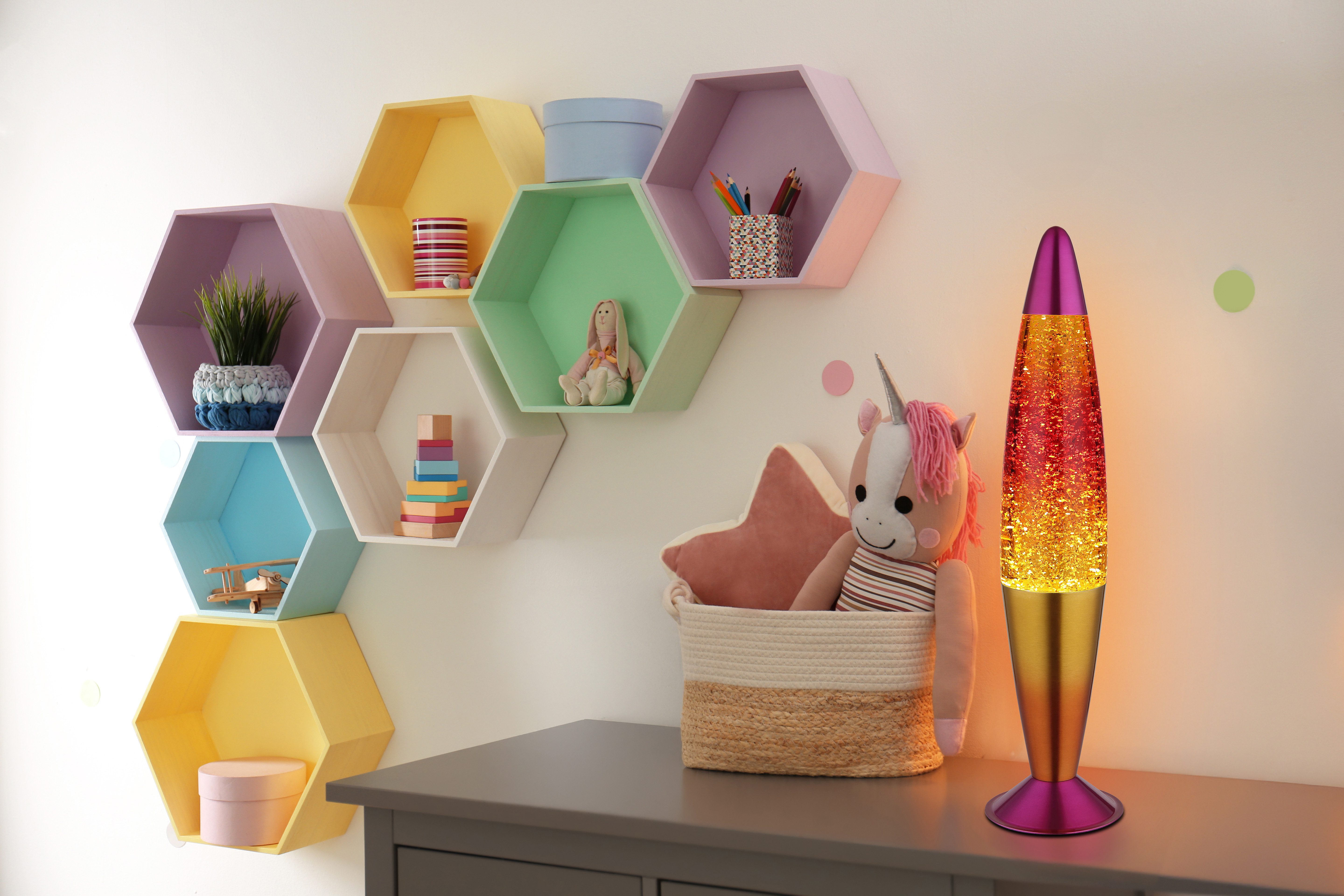 GLOBO LIGHTING Tischleuchte ETNA, LED fest integriert, Warmweiß, Tischlampe Magmaleuchte Deko-Tischleuchte Schlafzimmer