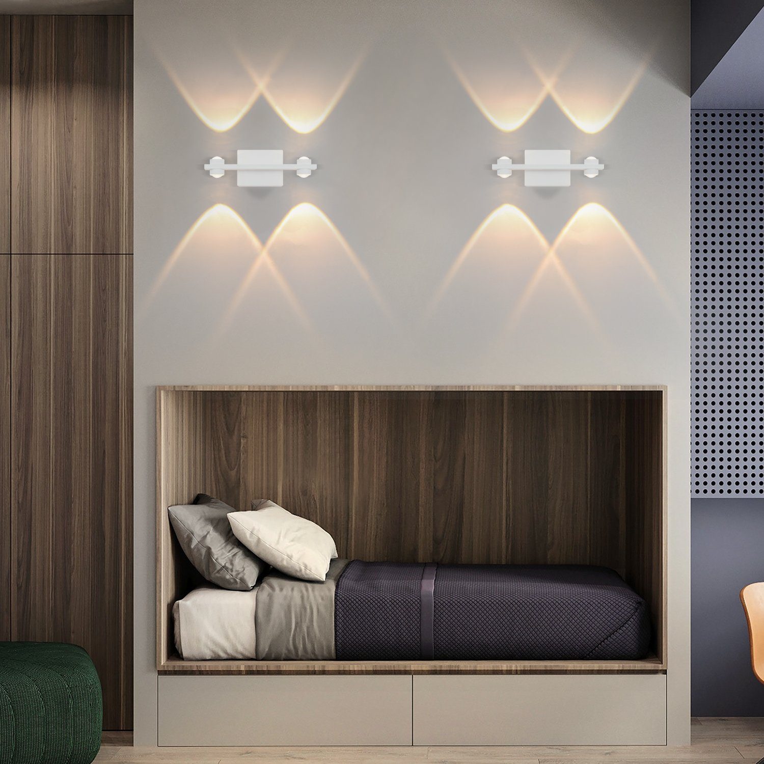 Modern 3000K, innen Wandlampe ZMH Wandbeleuchtung Wohnzimmer LED Weiß Warmweiss Wandleuchte