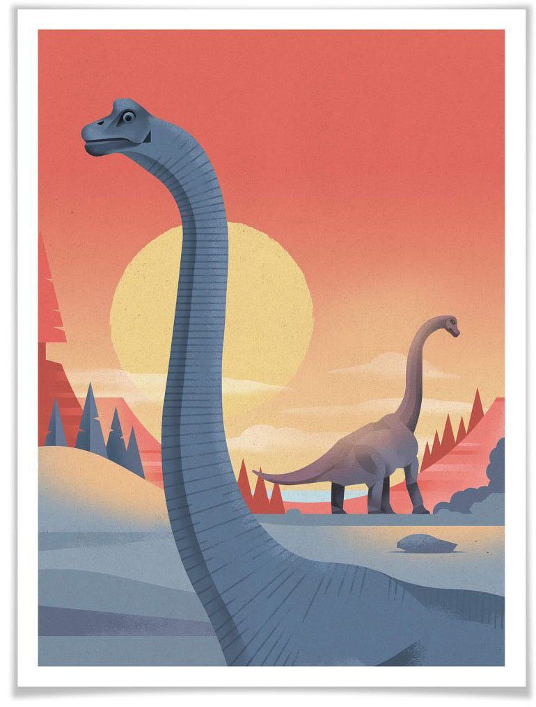St), (1 Poster Wandbild, Dinosaurier Bild, Poster, Wandposter Brachiosaurus, Wall-Art