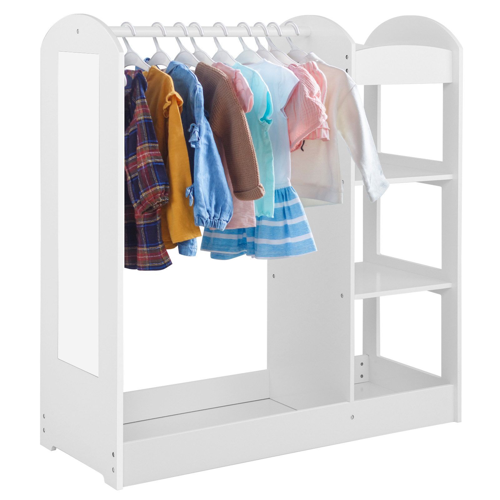 COSTWAY Kleiderschrank Kinderkleiderschrank mit Spiegel, aus Holz günstig online kaufen