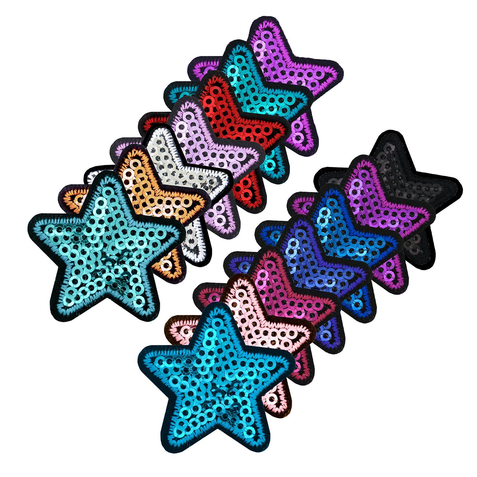 maDDma Aufnäher 10 Pailletten Aufbügler, Aufnäher Stern 35mm, Farbwahl, 100% Polyester, altrosa