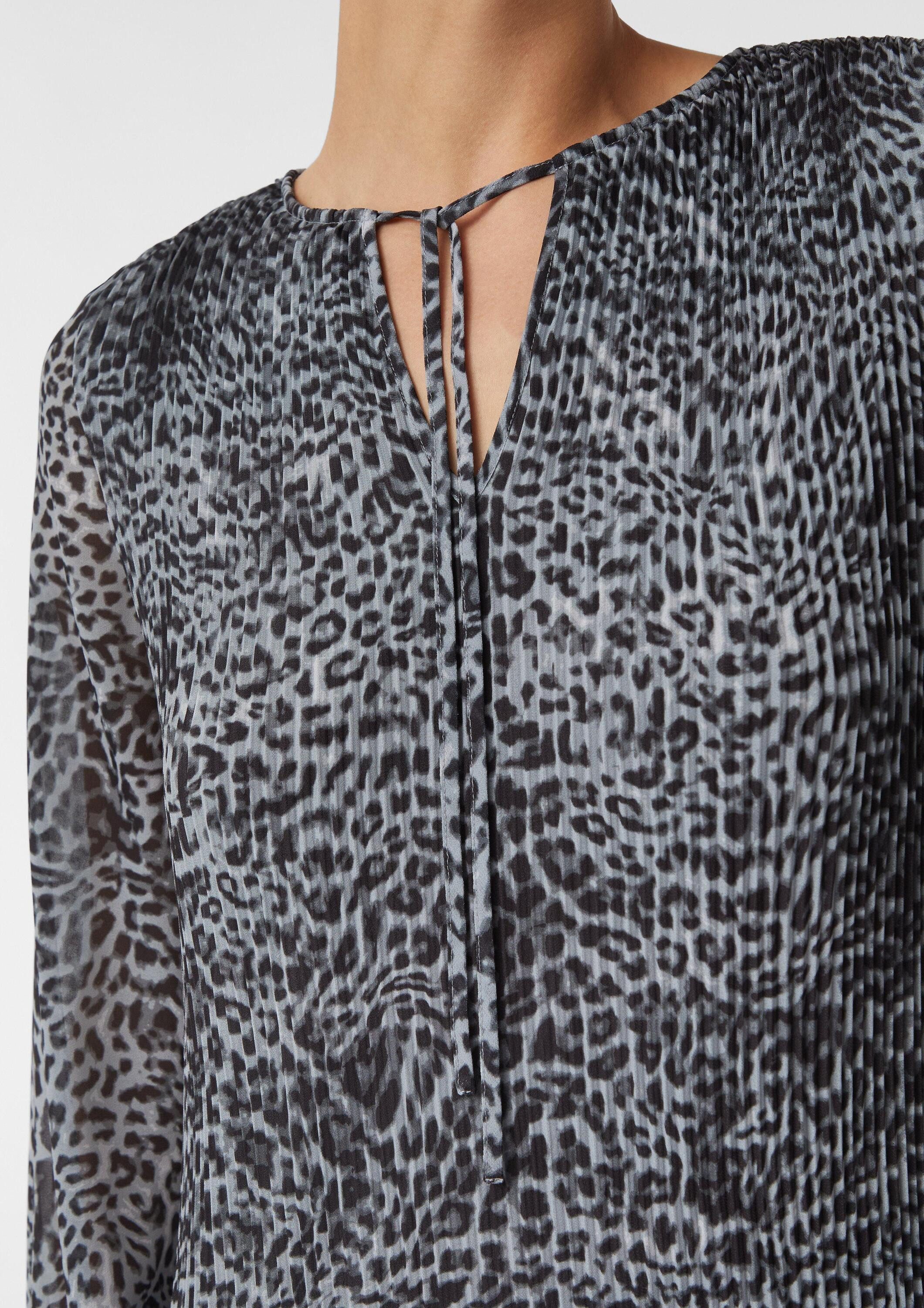 comma Minikleid Kleid Plissiertes Chiffonkleid mit All-over-Print