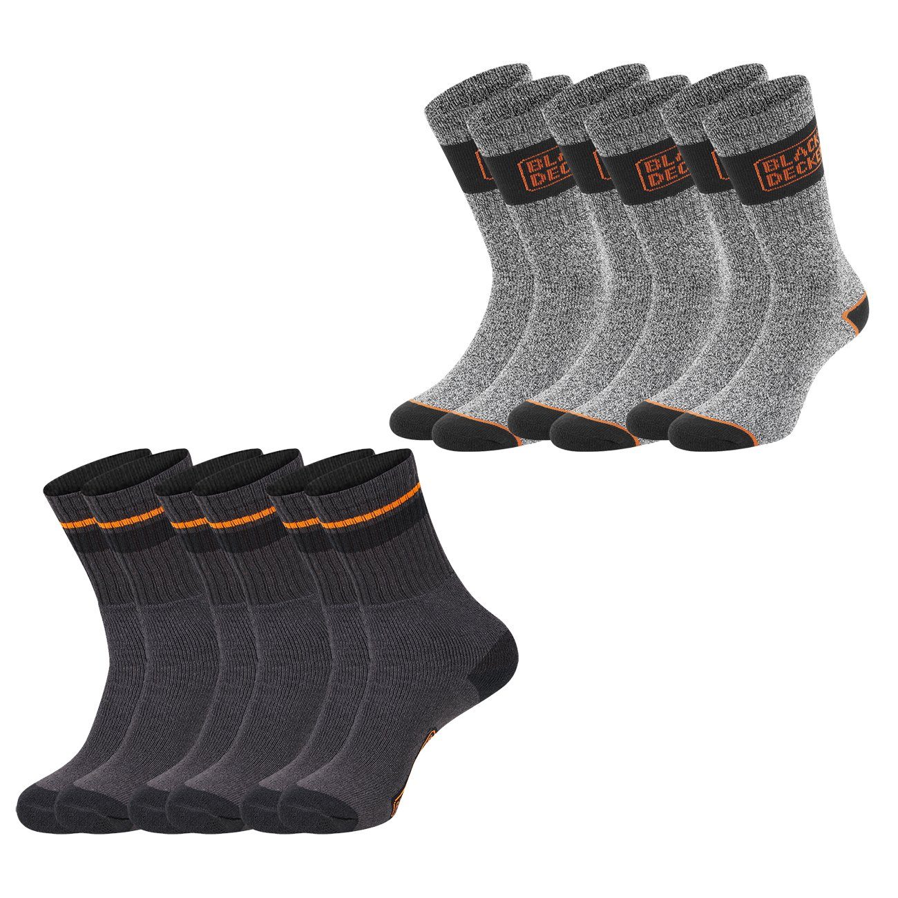 3 Paar Black/Grey & 3 Paar Grey Chiné