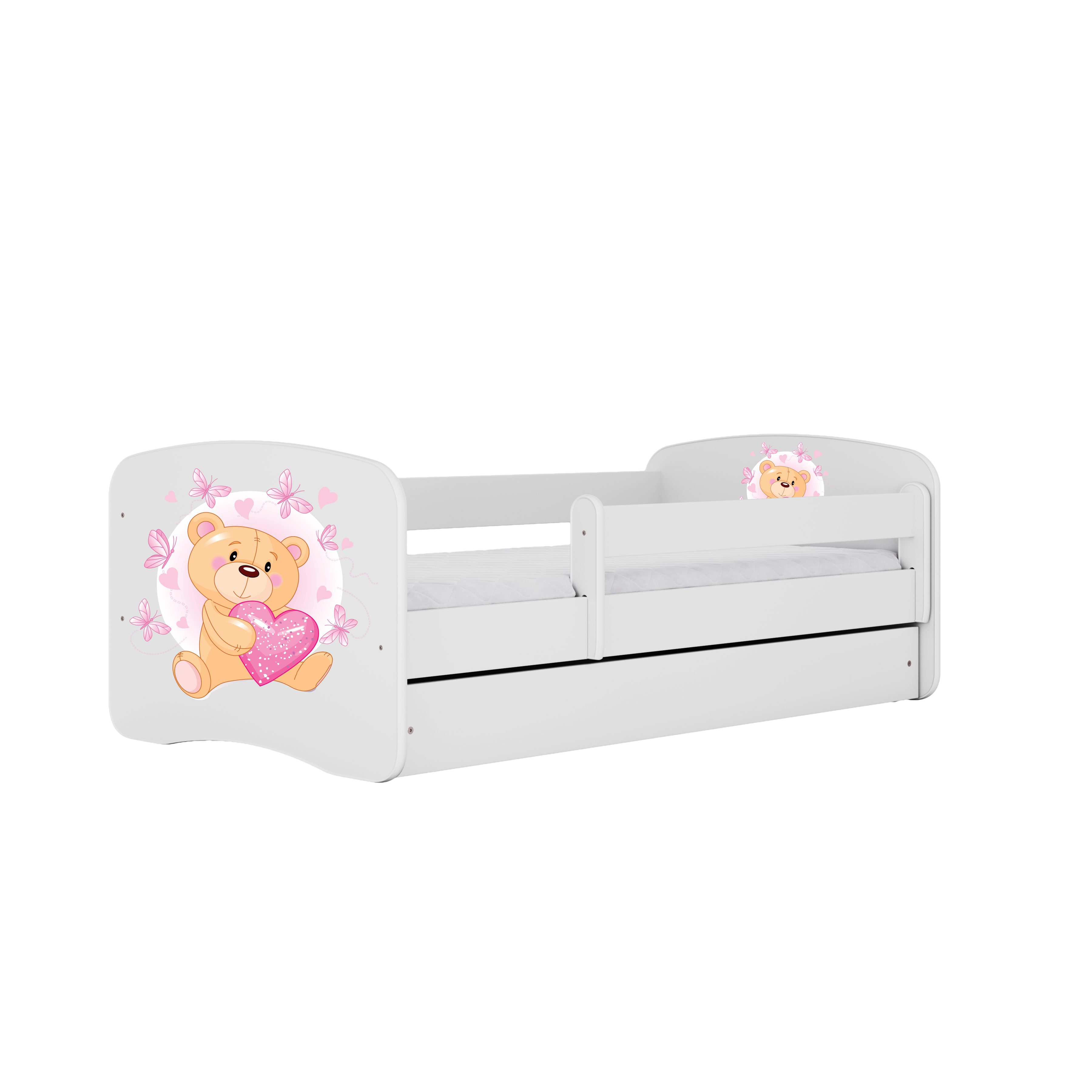 Raumhirsch Furniture Kinderbett 70x140, 80x160, 80x180 cm - Komplettset mit Matratze & Schublade (Bett für Mädchen, Einzelbett Kinder 2–12, mit Rausfallschutz & Lattenrost), verschiedene Farben & Designs