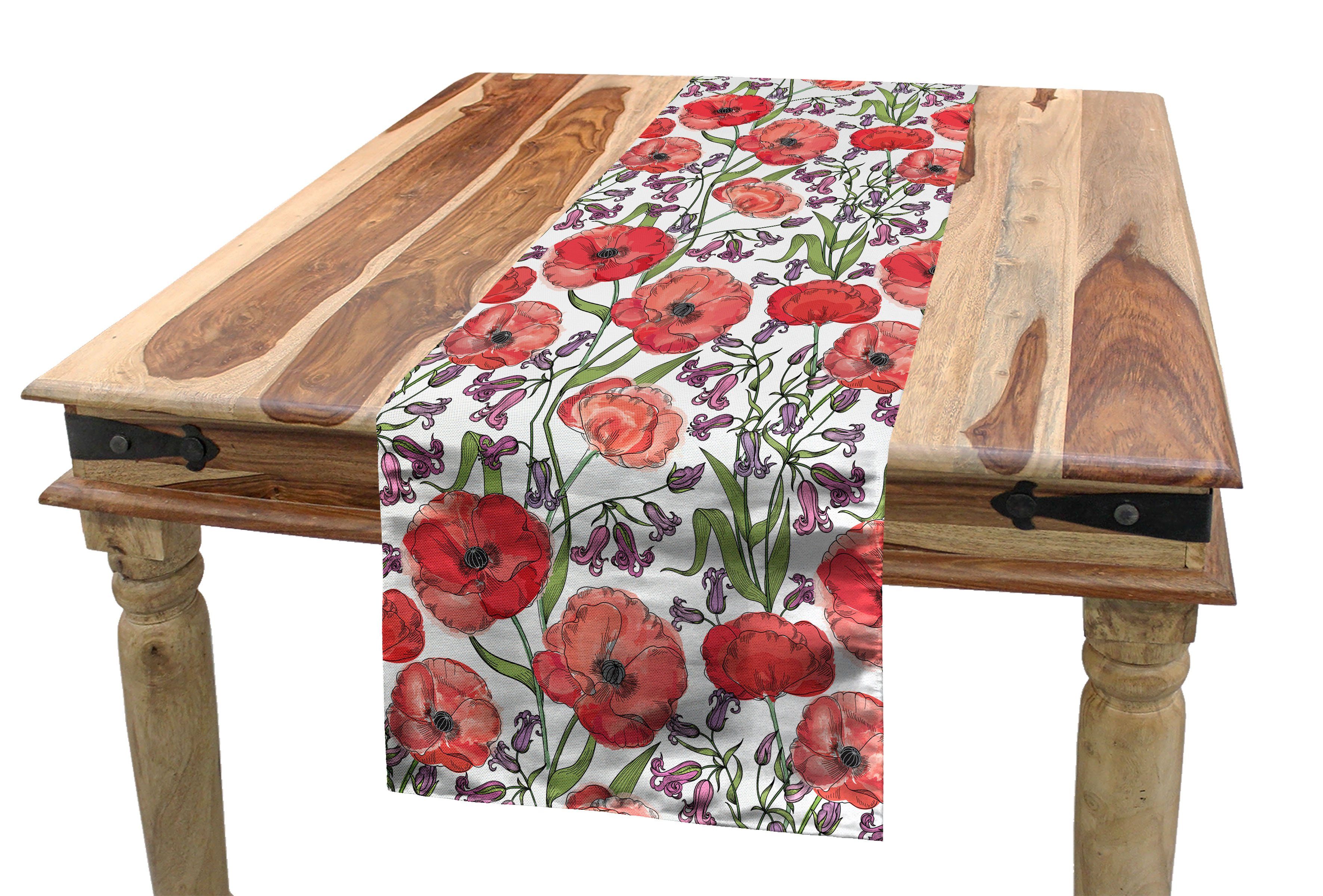 Tischläufer, Dekorativer Tischläufer Rechteckiger Küche Mohnblüten Abakuhaus Garten Blume Esszimmer
