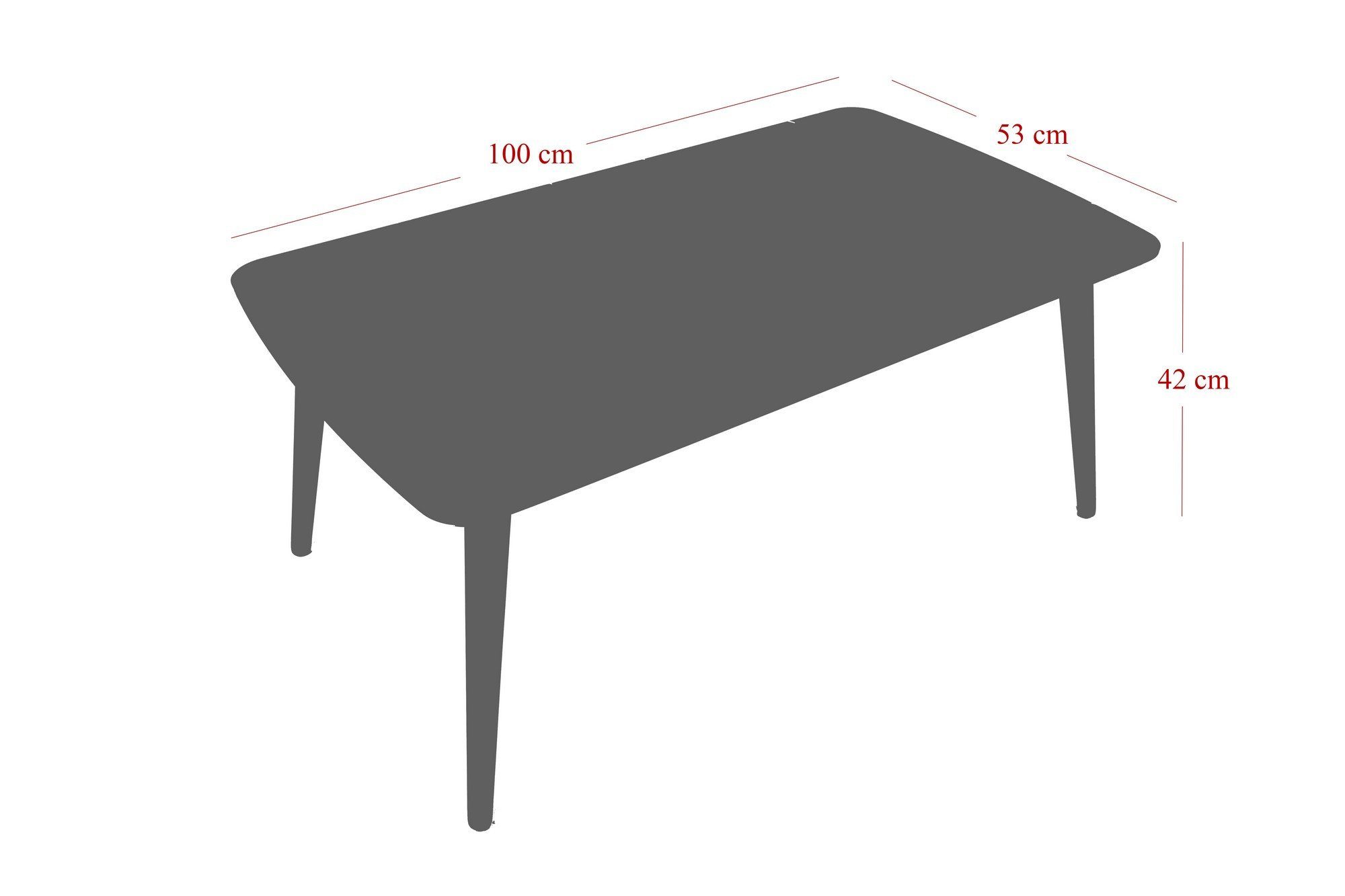 Grau, cm Decor Skye 42x100x53 Couchtisch HarryKTE,