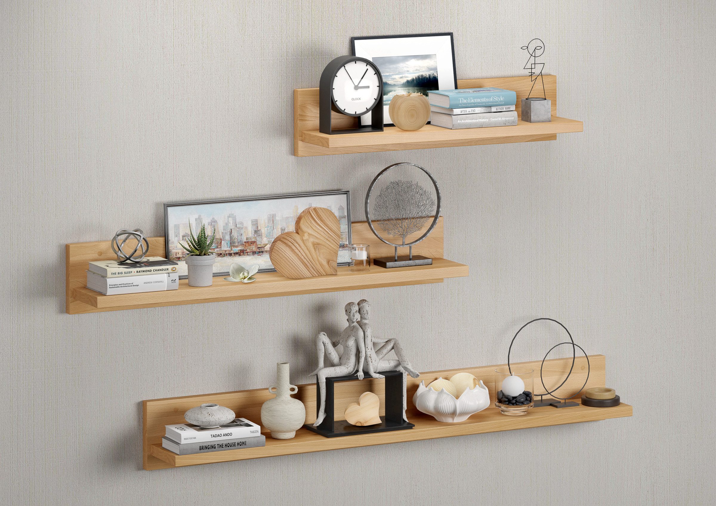 ERST-HOLZ Wandregal Holzablage Regal Buche Größe Wählbar