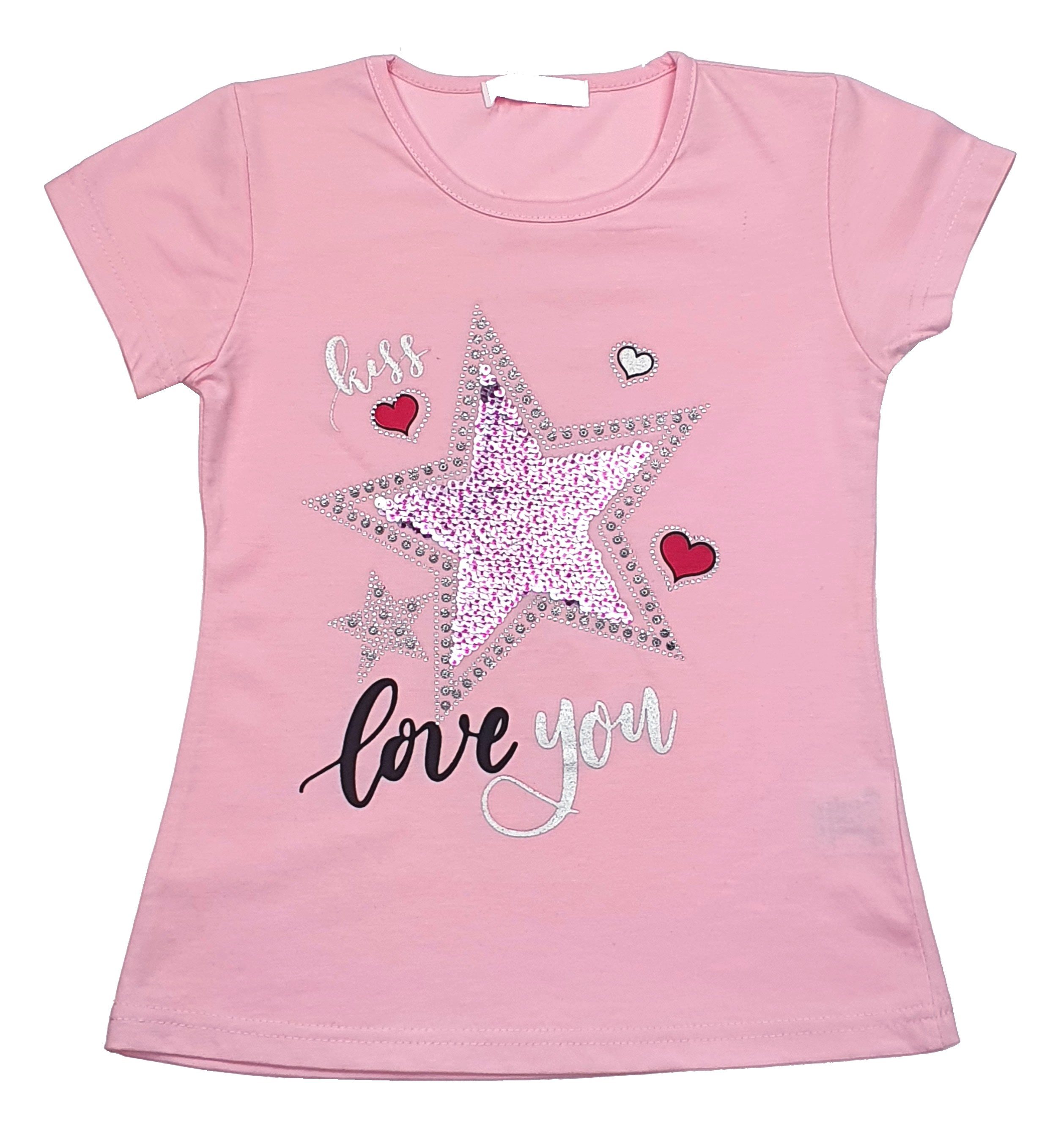 Mädchen MS810 Wende-Pailletten, mit T-Shirt Girls Rosa Fashion T-Shirt