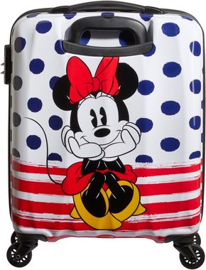 American Tourister® Hartschalen-Trolley Disney Legends, Minnie Blue Dots, 55 cm, 4 Rollen, Kinderkoffer Reisegepäck für Kinder Handgepäck TSA-Zahlenschloss