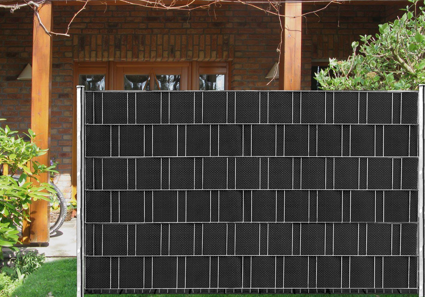 GARDEN 'N' MORE Sichtschutzstreifen Dekor-Fertigstreifen, Rattan Geflecht-Struktur, 5 Streifen, 2,1m lang, 19cm hoch, anthrazit