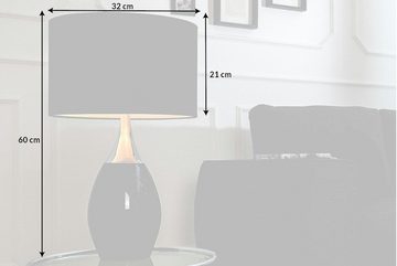 riess-ambiente Tischleuchte CARLA 60cm schwarz / silber, ohne Leuchtmittel, Tischlampe · Modern Design · mit Leinenschirm