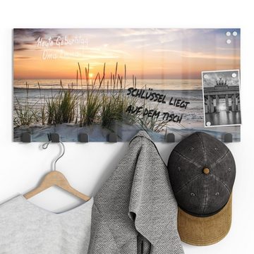 DEQORI Kleiderhaken 'Sonnenuntergang am Strand', Glas Garderobe Paneel magnetisch beschreibbar