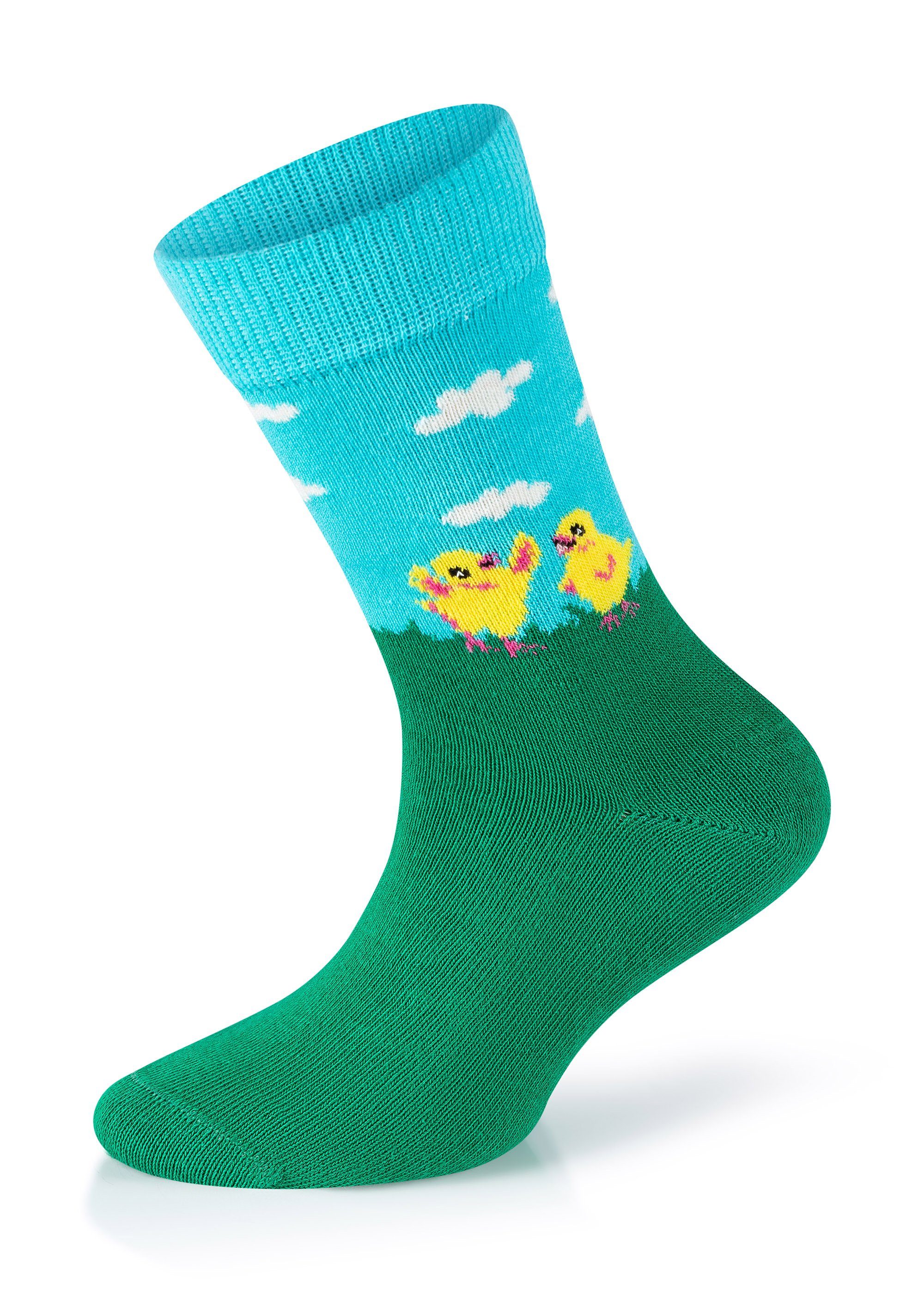 Happy Socks Basicsocken 3-Pack Kids Chicken-Bunny-Bouquet Eastern Baumwolle gekämmte
