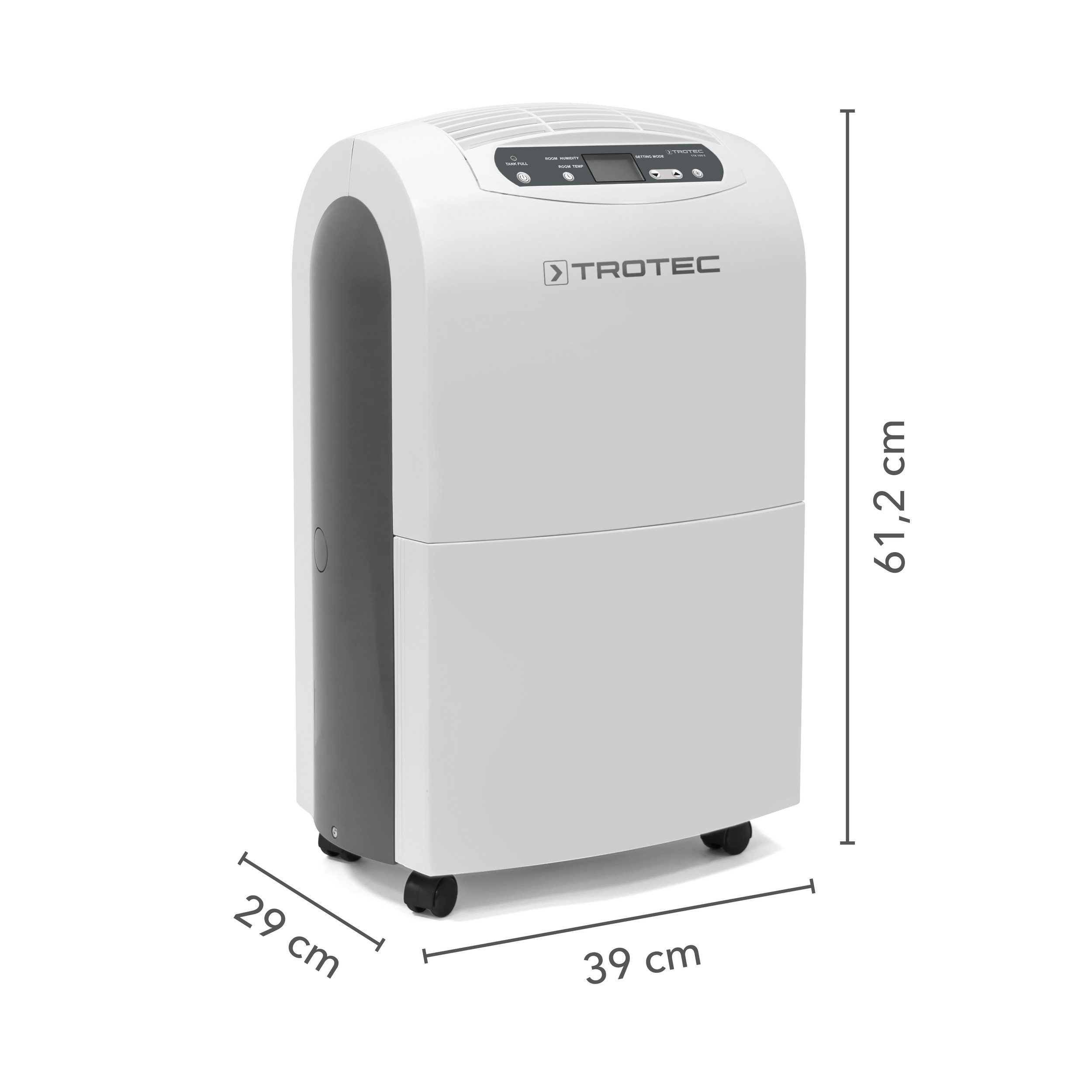 TROTEC Luftentfeuchter TTK 100 E mit Heißgas-Abtausystem, Entfeuchtungsautomatik mit Zielwertvorwahl zwischen 30 und 80 % r.F.