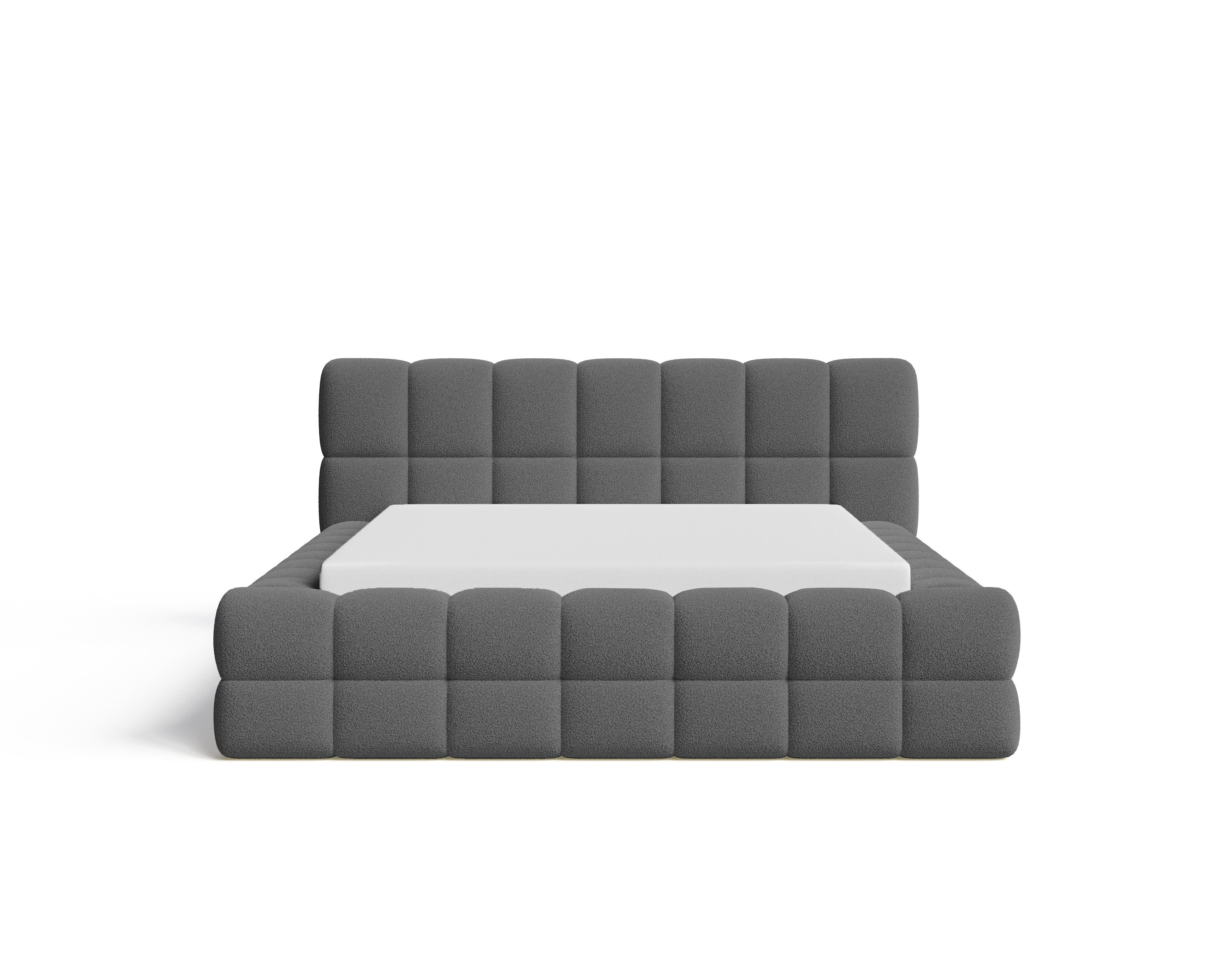 Chilly Möbel Polsterbett Verona Dunkelgrau Bouclé Stoff 140x200 cm mit Stau günstig online kaufen