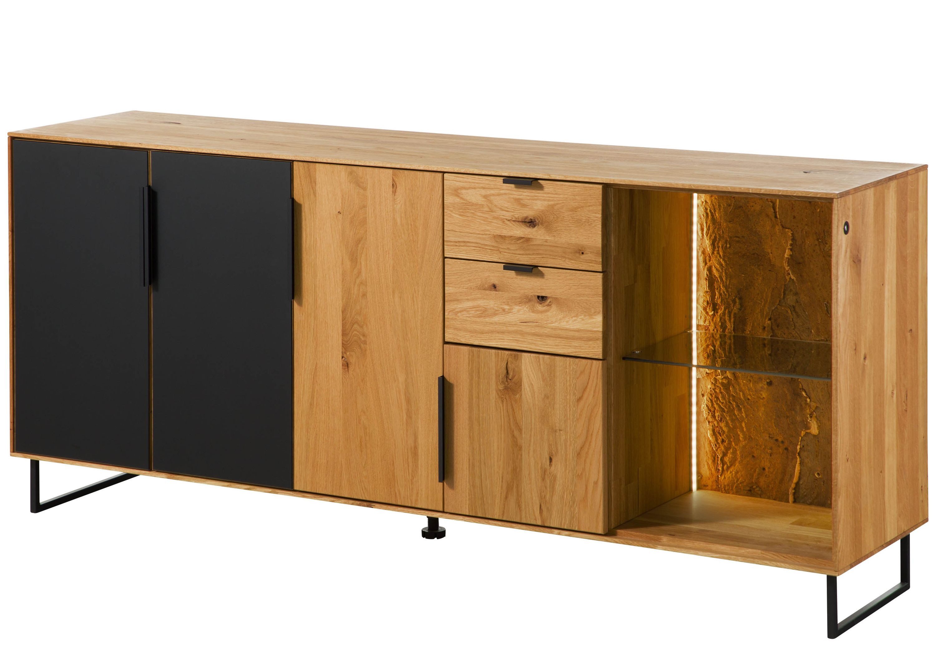 Massivmoebel24 Sideboard LINDAU (Massivholz), Wildeiche 180x43x79 natur geölt LINDAU #109