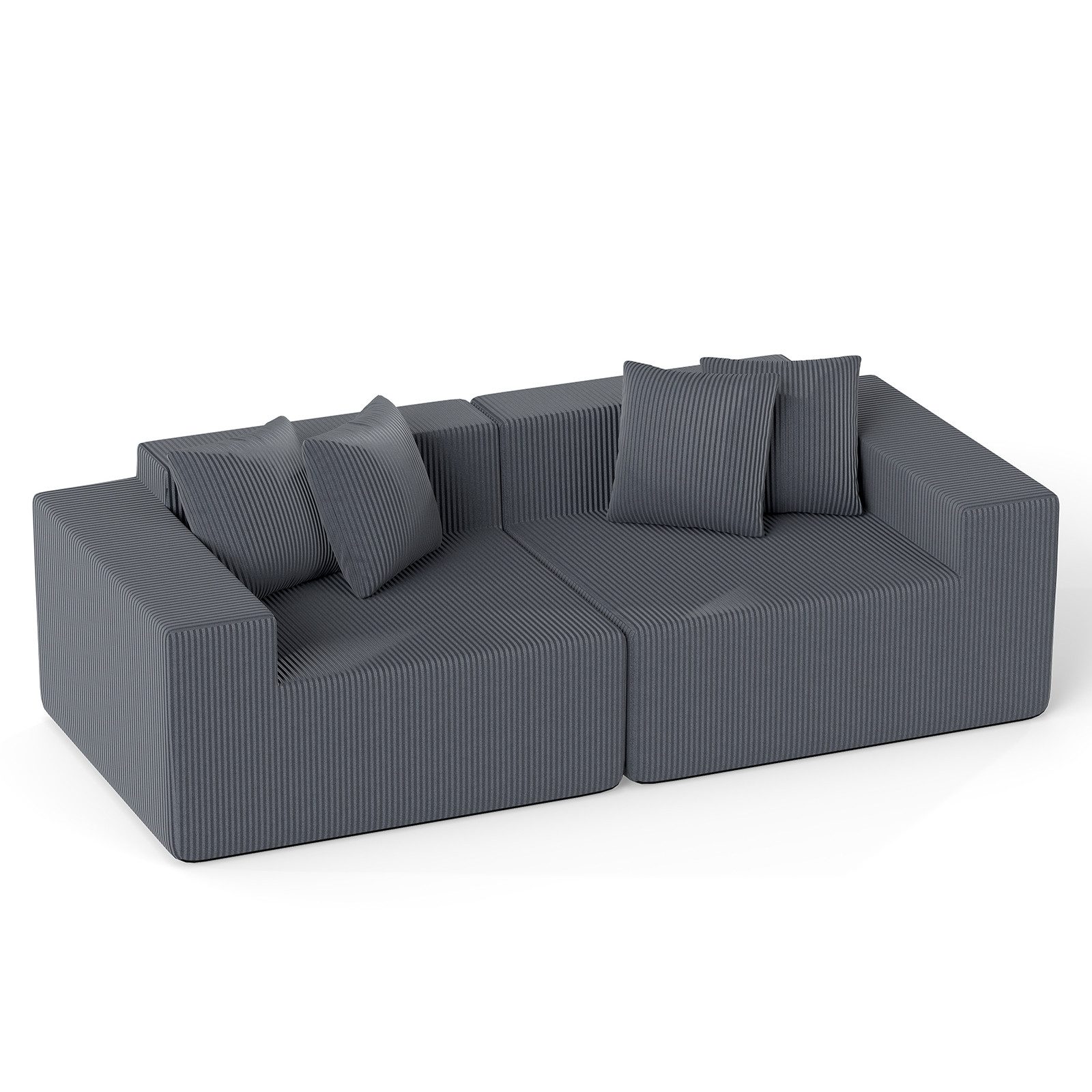 COSTWAY Sofa, 2 sitzer Sofa mit Relaxfunktion Bodensofa mit 4 Kissen