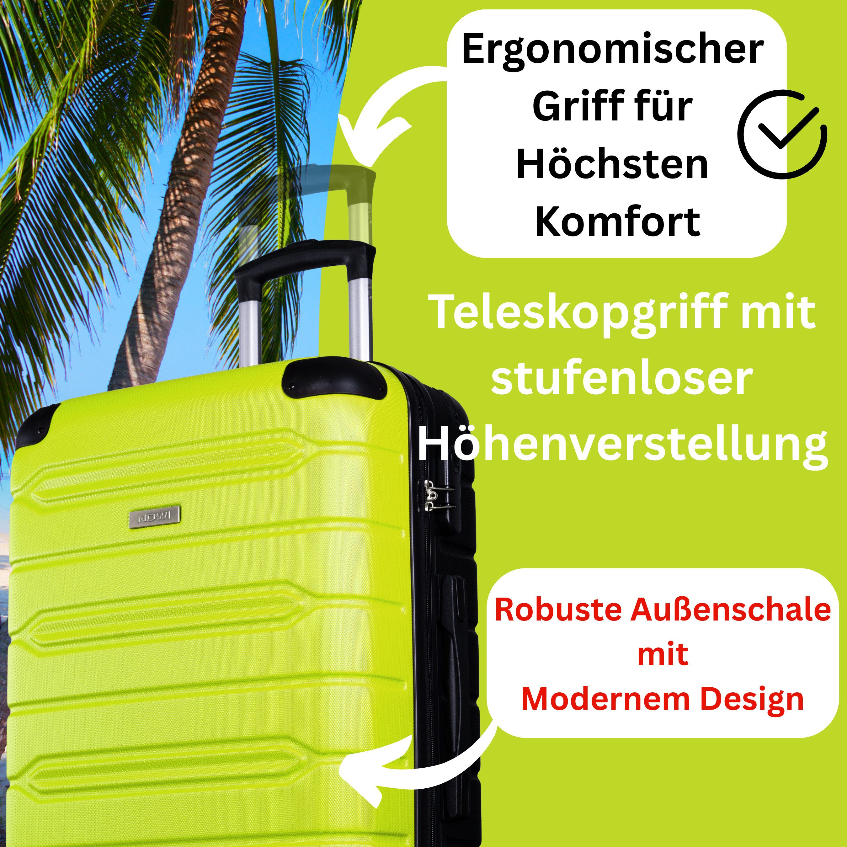 NOWI Hartschalen-Trolley Koffer Hartschalenkoffer mit Zahlenschloss & 8 Rollen Trolley, Zahlenschloss
