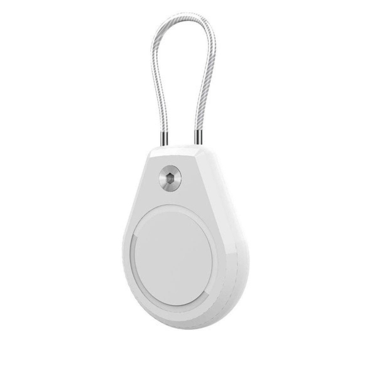 Schlüsselanhänger Wasserdichte AirTag-Hülle kompatibel mit Apple mit Stahlkabel - Weiß
