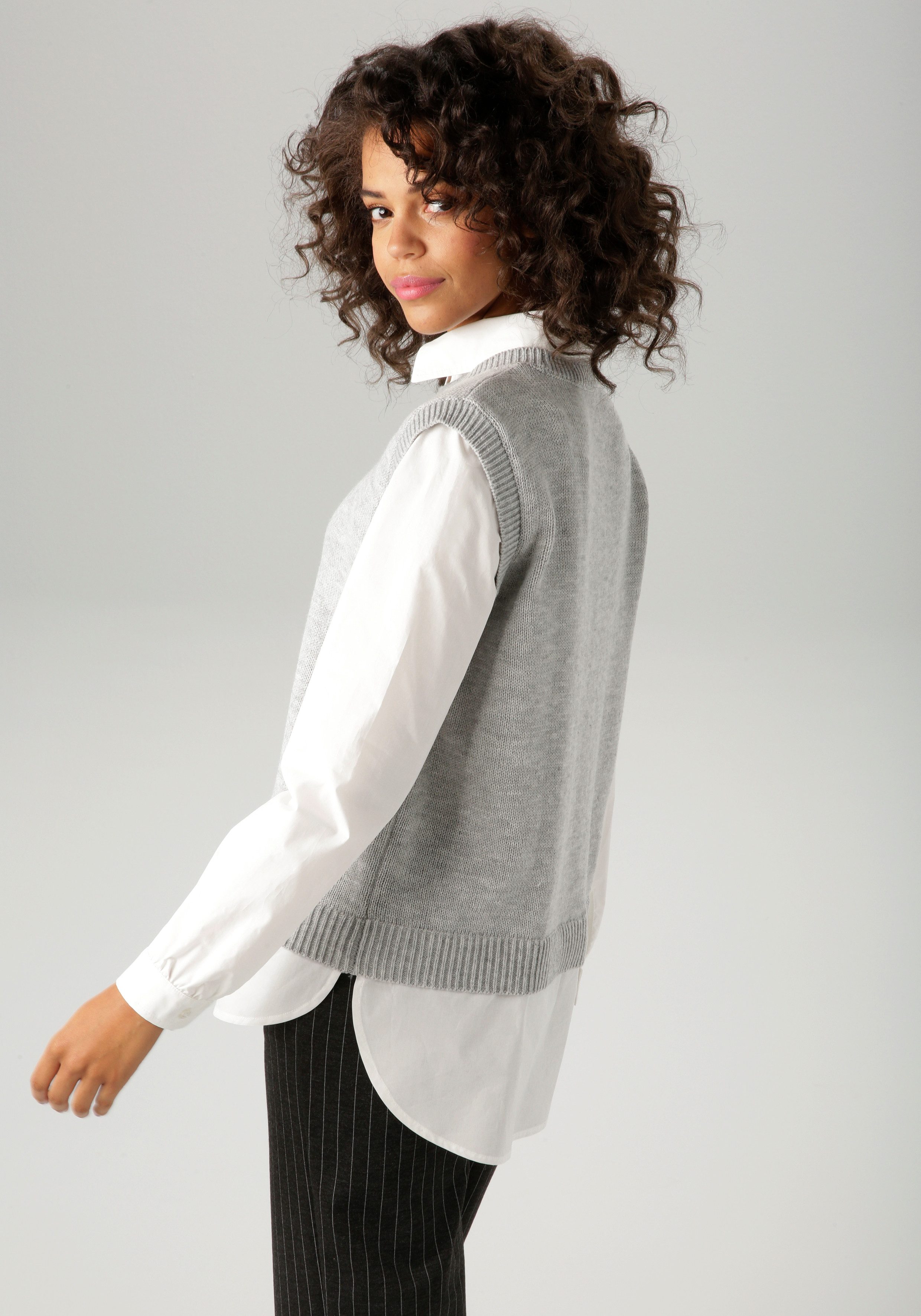 Aniston CASUAL Strickpullover mit Bluseneinsatz günstig online kaufen