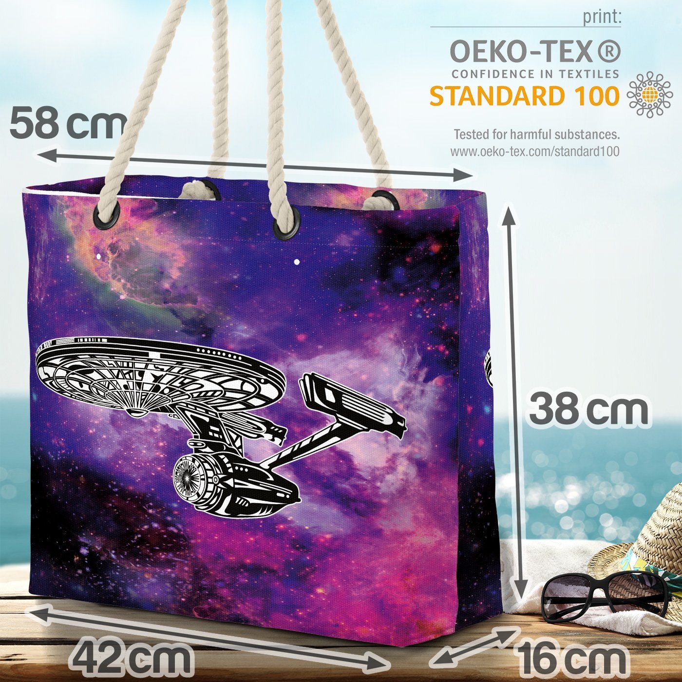 serie enterprise Bag (1-tlg), lila fan Beach Strandtasche Shopper trek VOID star Raumschiff