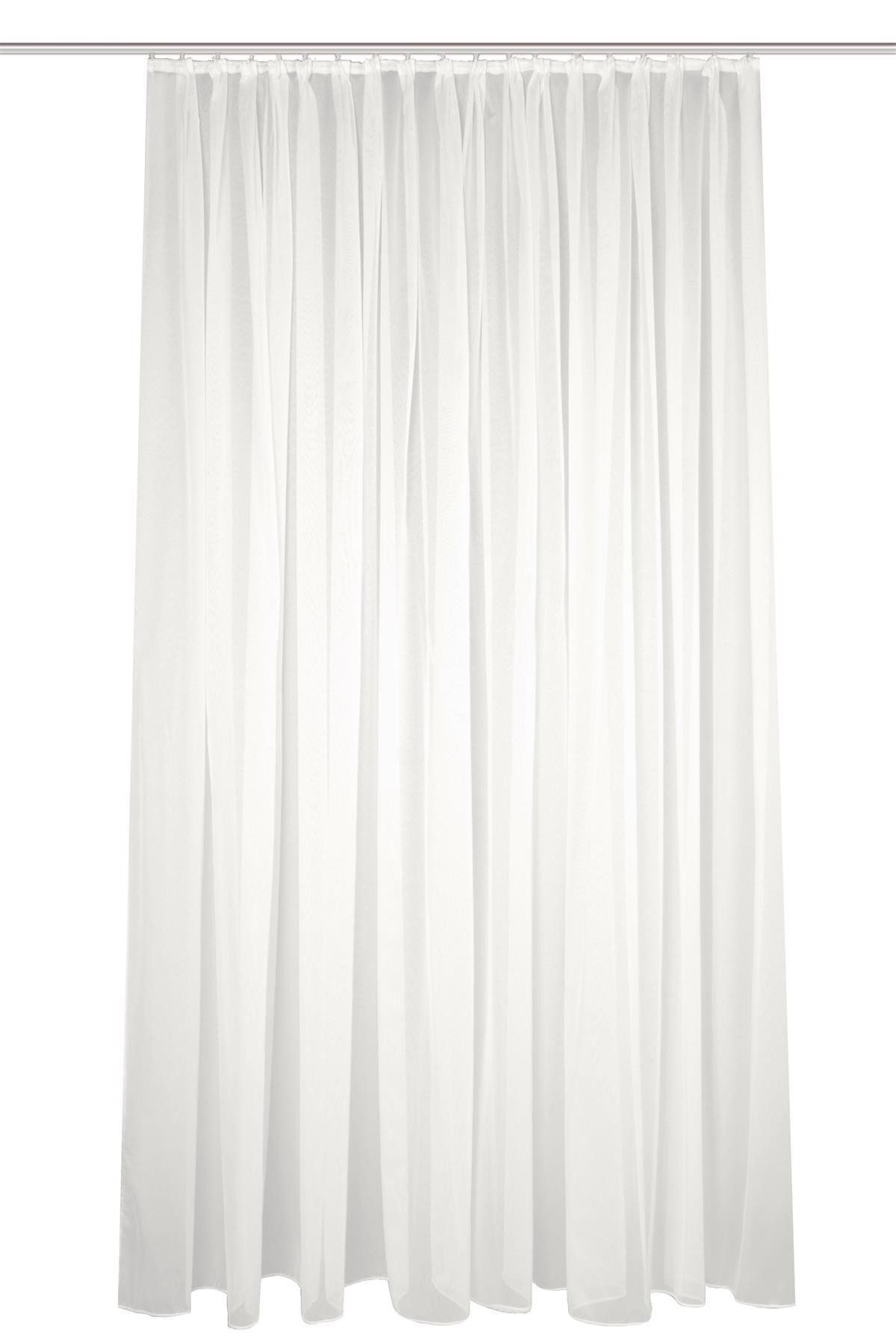 HOME WOHNIDEEN Vorhang Sablio 175 x 600 1x Fertigschal Wollweiß (1 St), Kunstfaser, 1x Fertigschal Wollweiß