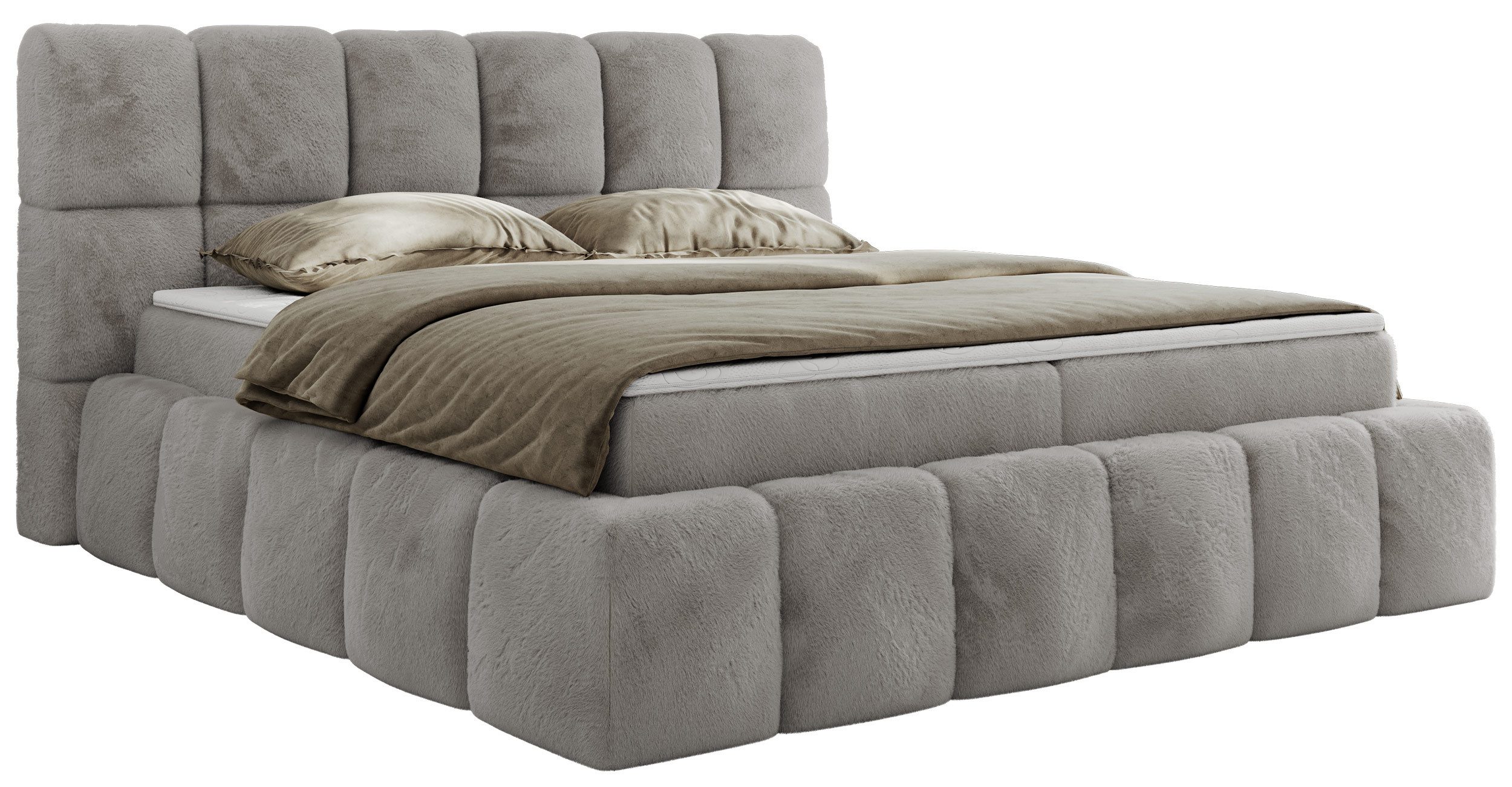 MKS MÖBEL Boxspringbett NIRA (Packung, Set, Topper T25/Visco, T30-Schaum, Multipocket Matratzen, Kopfteil), Boxspringbett, Doppelbett, Zwei Bettkästen, dekorative Box