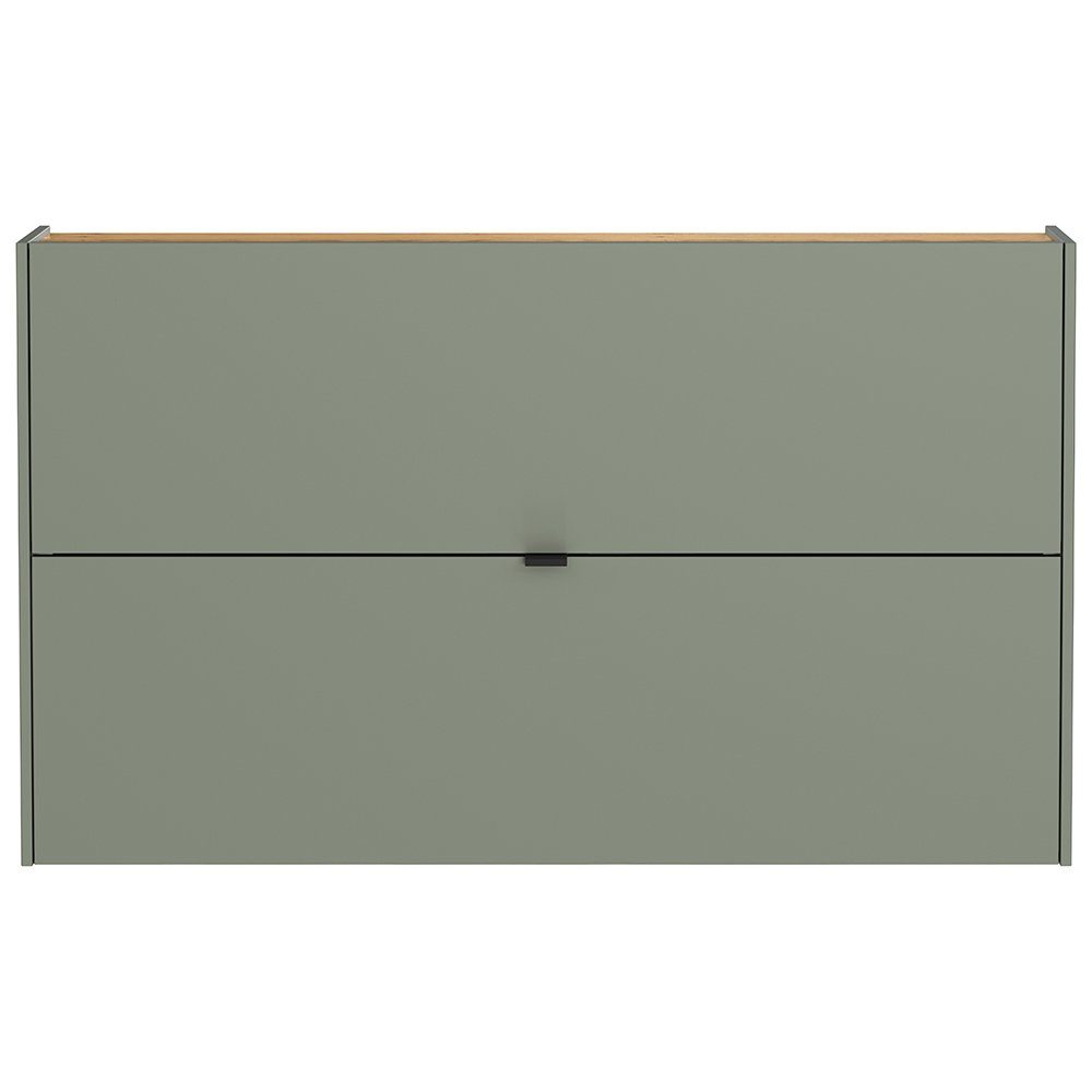Lomadox Schuhschrank ABERDEEN-01 mit 2 Klappen, grün mit Eiche, 140cm breit – Bild 4 von 5