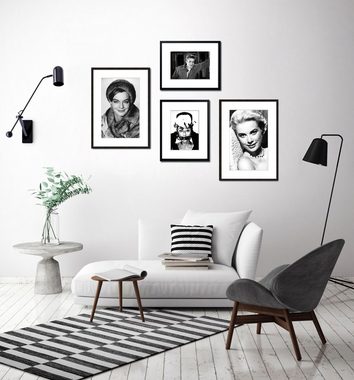 artissimo Bild mit Rahmen Bild gerahmt 51x71cm / schwarz-weiß Poster mit Rahmen Ursula Andress, James Bond: Ursula Andress