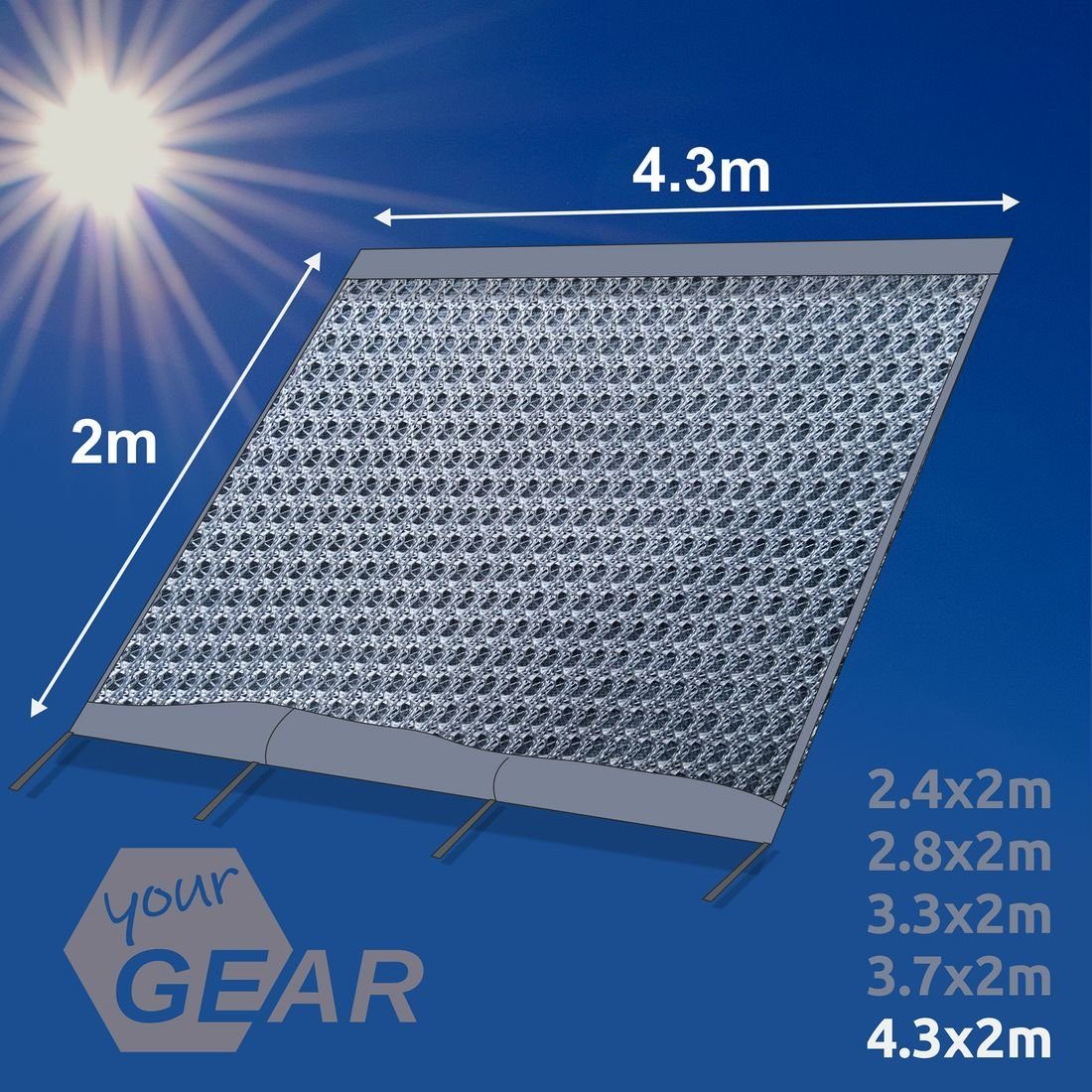 + Vorderwand yourGEAR Vorzelt yourGEAR 4,3x2m Blocker Markise, 0 Sun Personen: Rain