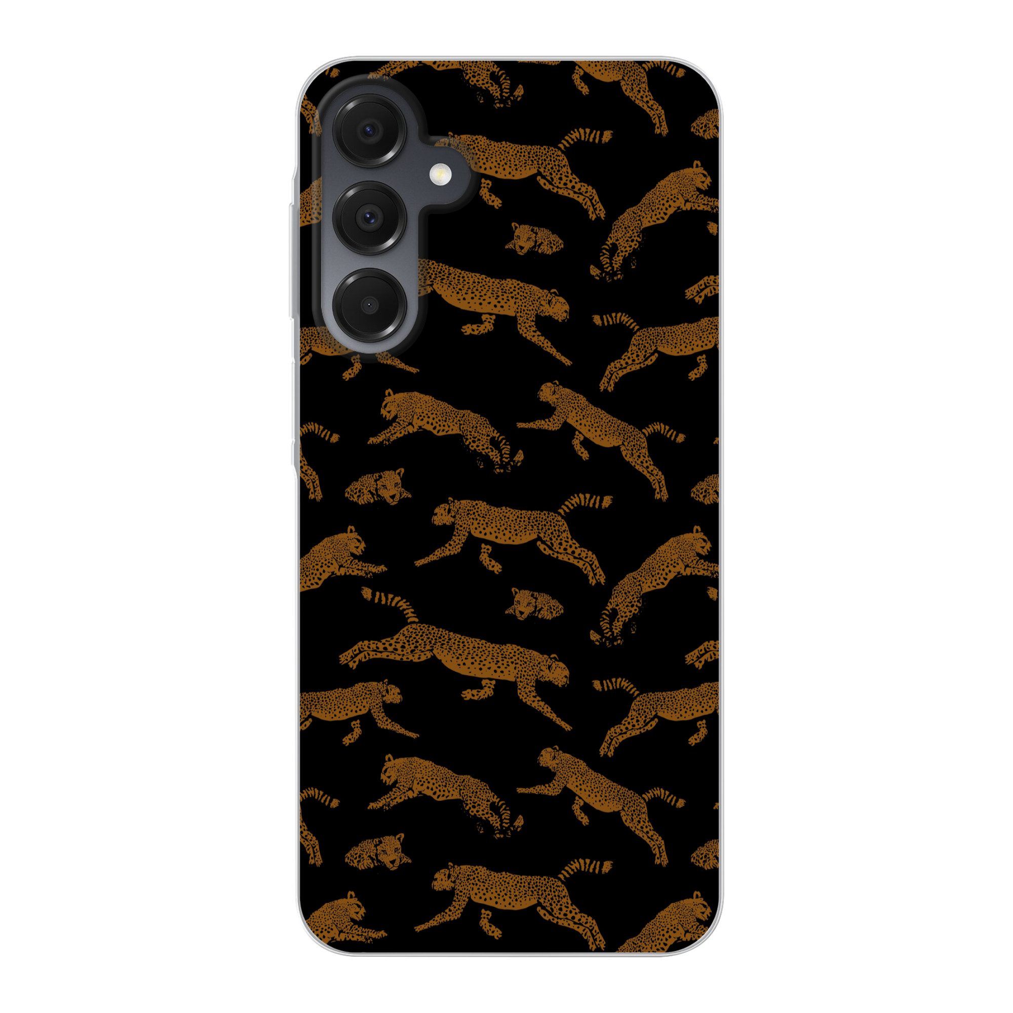 MuchoWow Handyhülle für Samsung Galaxy A16 5G Panther - Muster - Tiere - Schwarz - Braun, Phone Case, Silikon, Schutzhülle Dünn