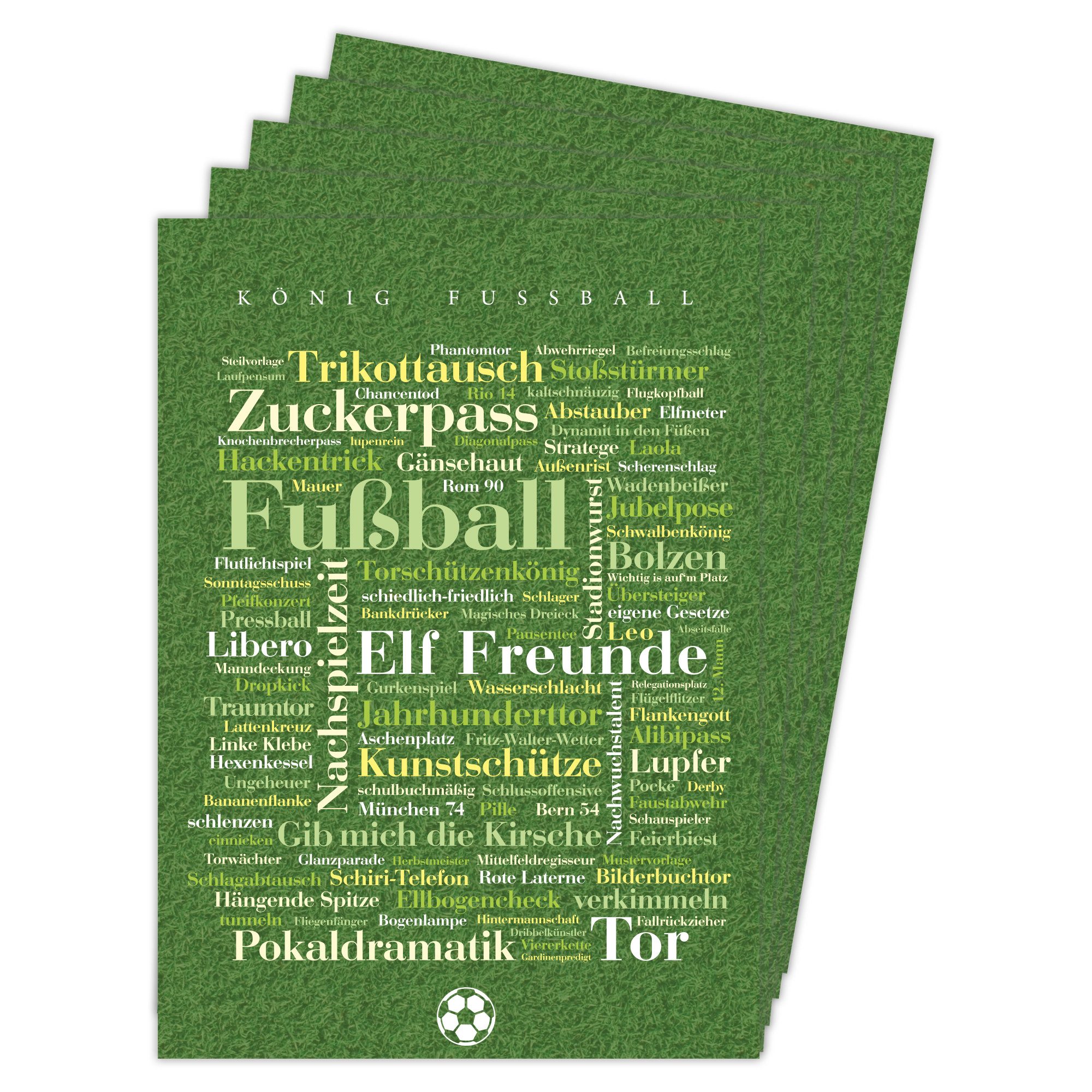 Deine Wörter Grußkarten Fußball Wörter Postkartenset, 5 Karten, DIN A6, Geschenk