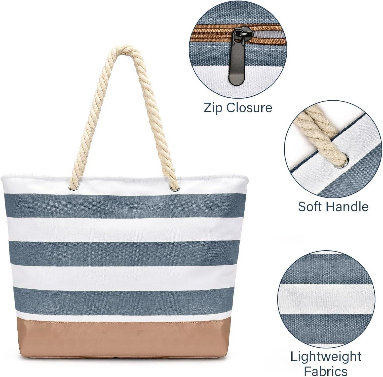 LuxusKollektion Strandtasche Strandtasche mit Reißverschluss Groß günstig online kaufen