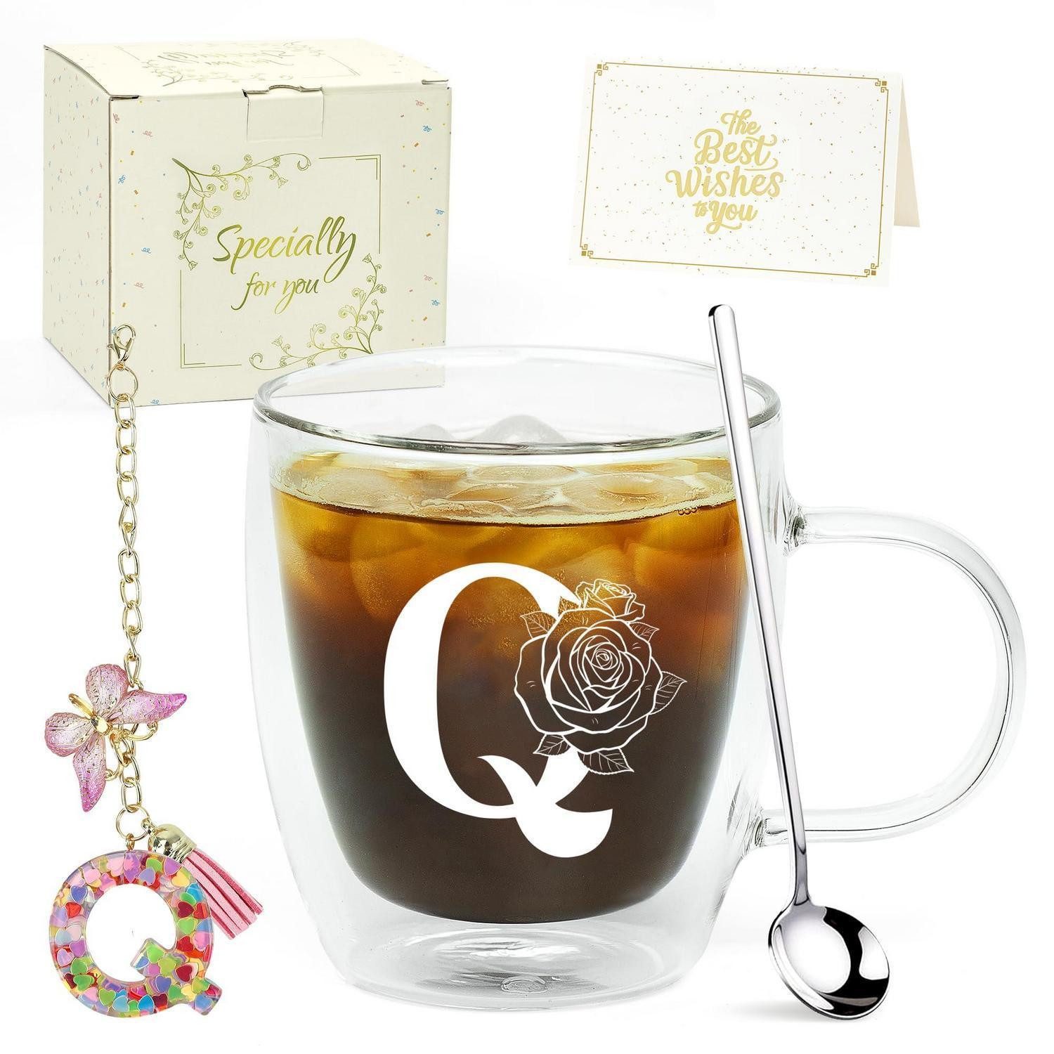 LuxusKollektion Latte-Macchiato-Glas Latte Macchiato Glas mit Initialen, Doppelwandig, Glas