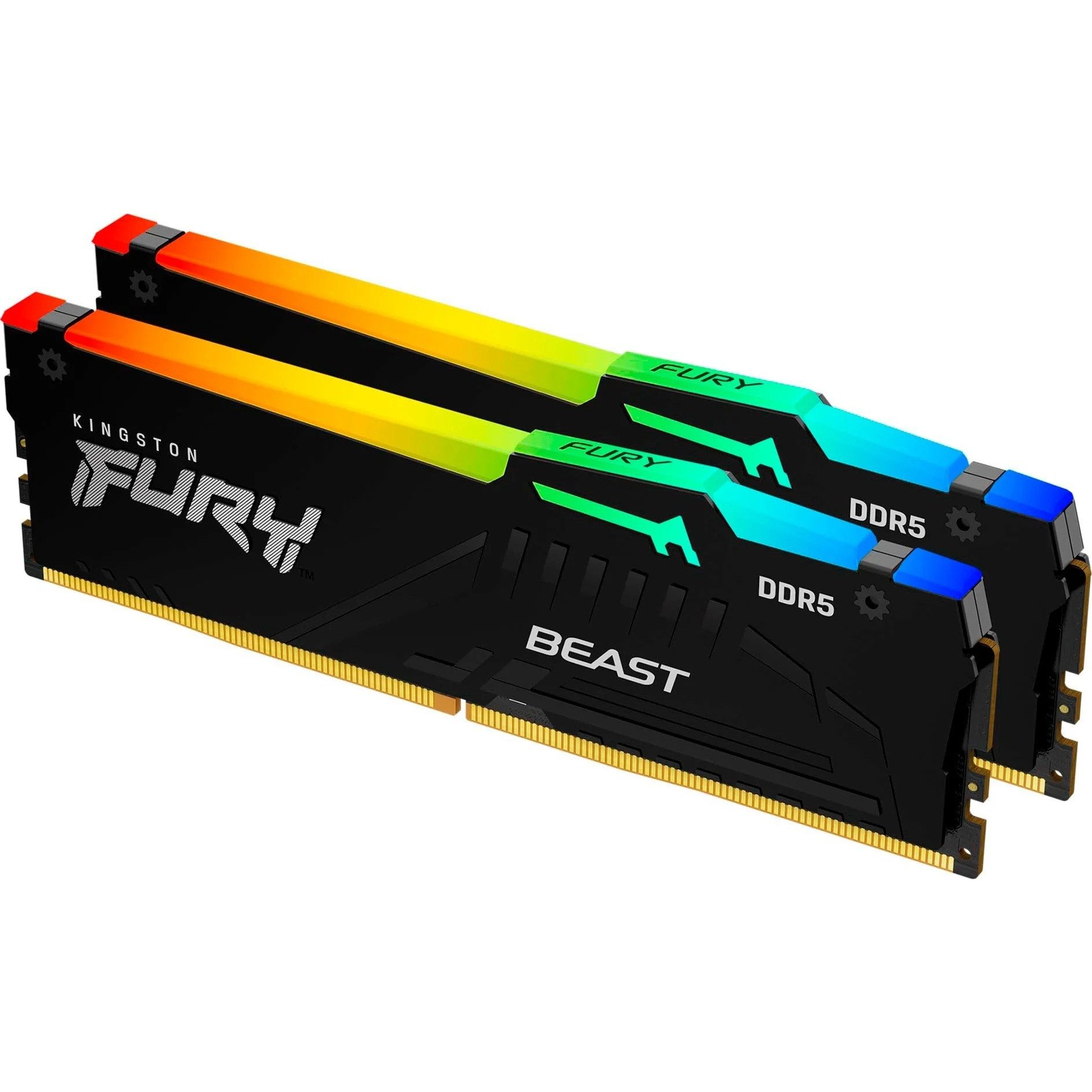 Kingston FURY Beast RGB 32GB DDR5-6000 Dual Kit (2x 16GB) CL30 PC-Arbeitsspeicher (CL30 Low Latency, EXPO/XMP 3.0, On-Die ECC, Heatspreader)