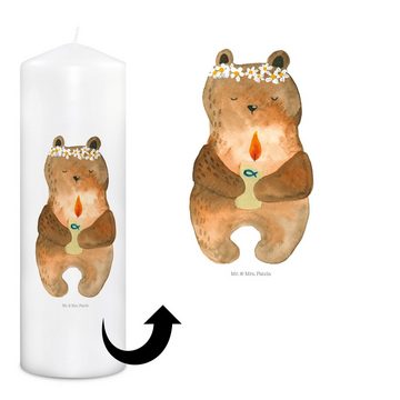 Mr. & Mrs. Panda Formkerze 29 x 8 cm XL Bär Kommunion - Weiß - Geschenk, Taufkerze, Kerze mit Dr (1-tlg), Warmes Licht