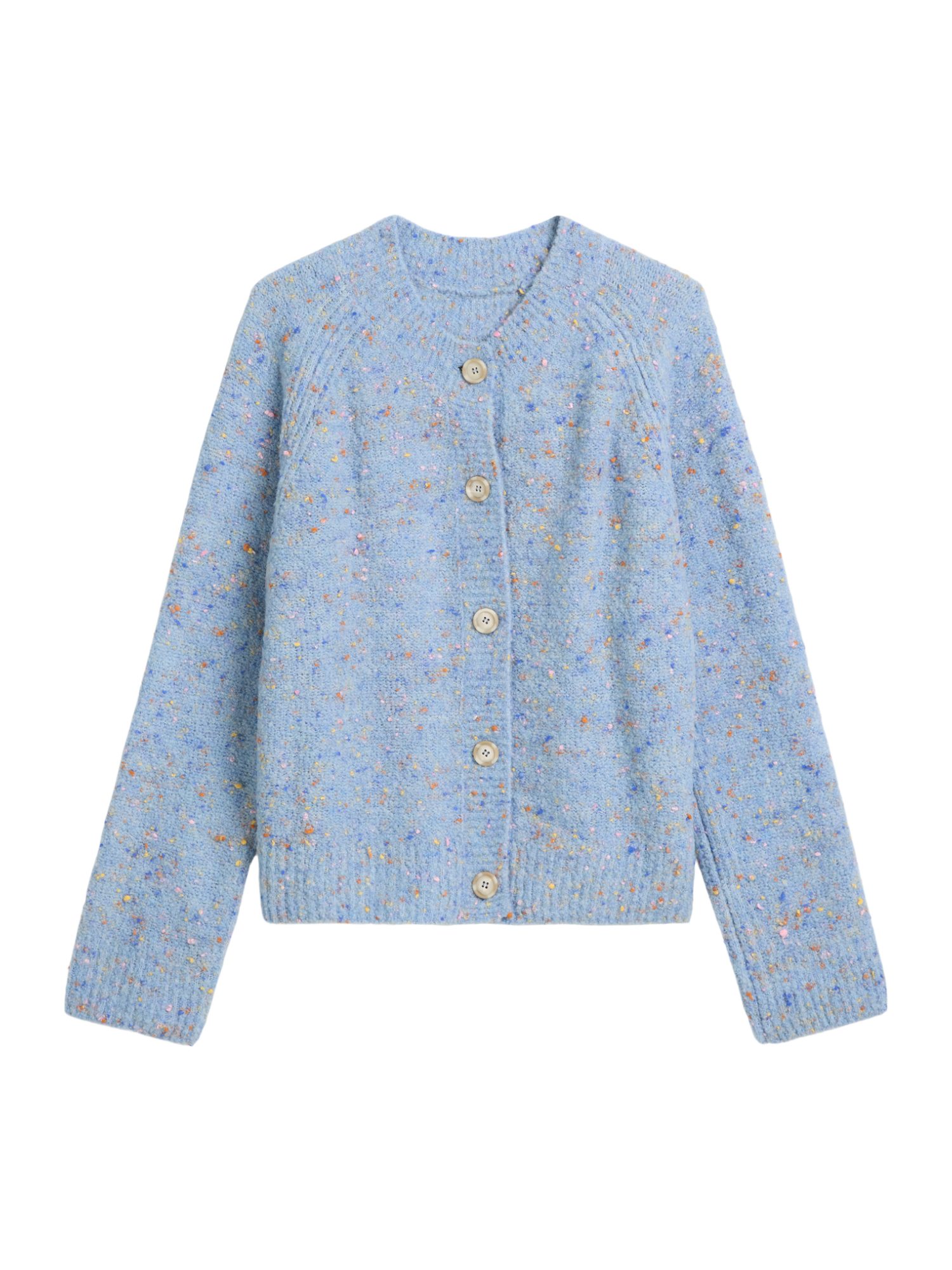 Marc O'Polo DENIM Strickjacke blau,Casual,Wolle,Meliert,Rundhals,Lang,Regular Fit