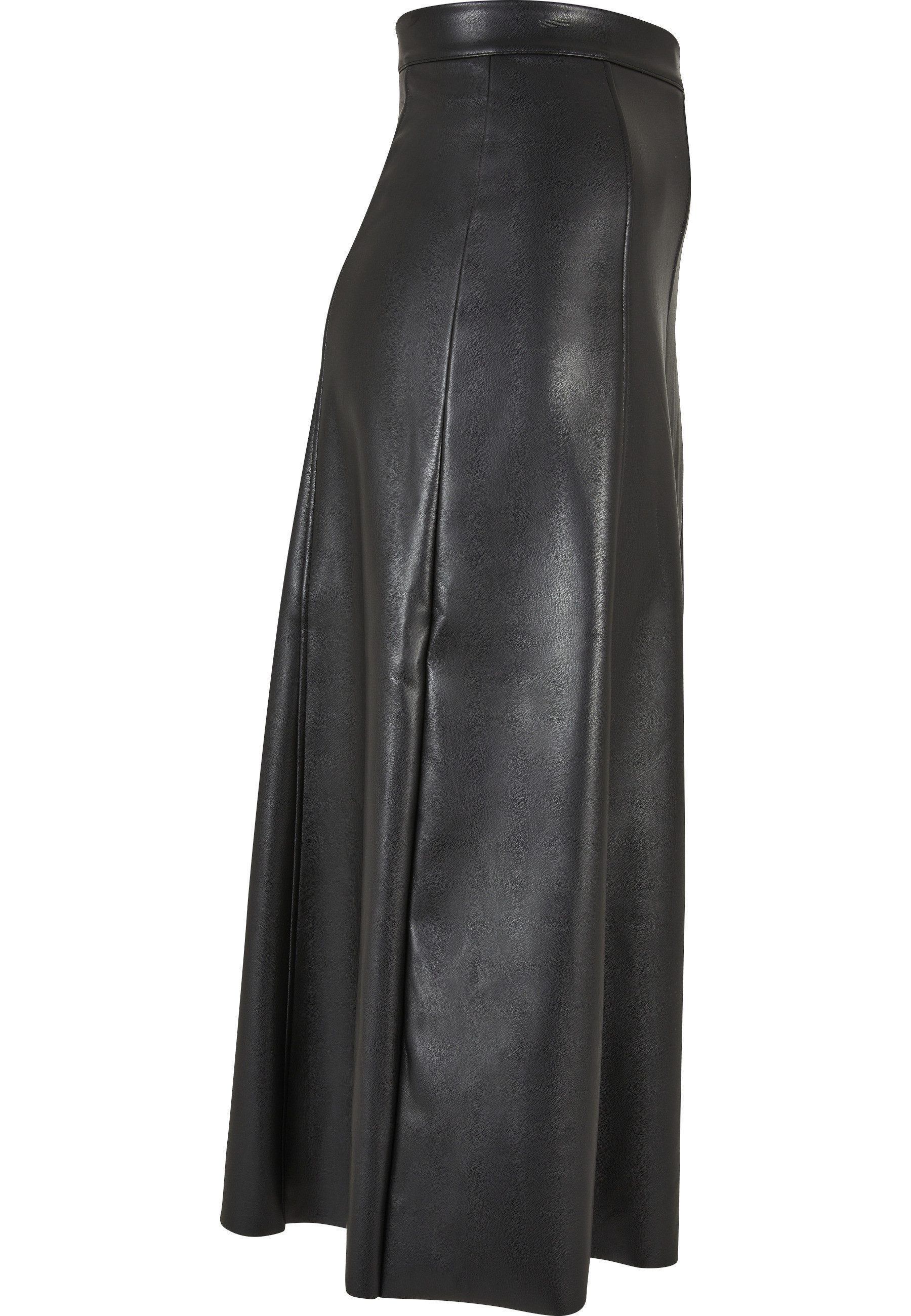 URBAN CLASSICS Maxirock Urban Classics Damen Ladies Synthetic Leather Midi Skirt (1-tlg)