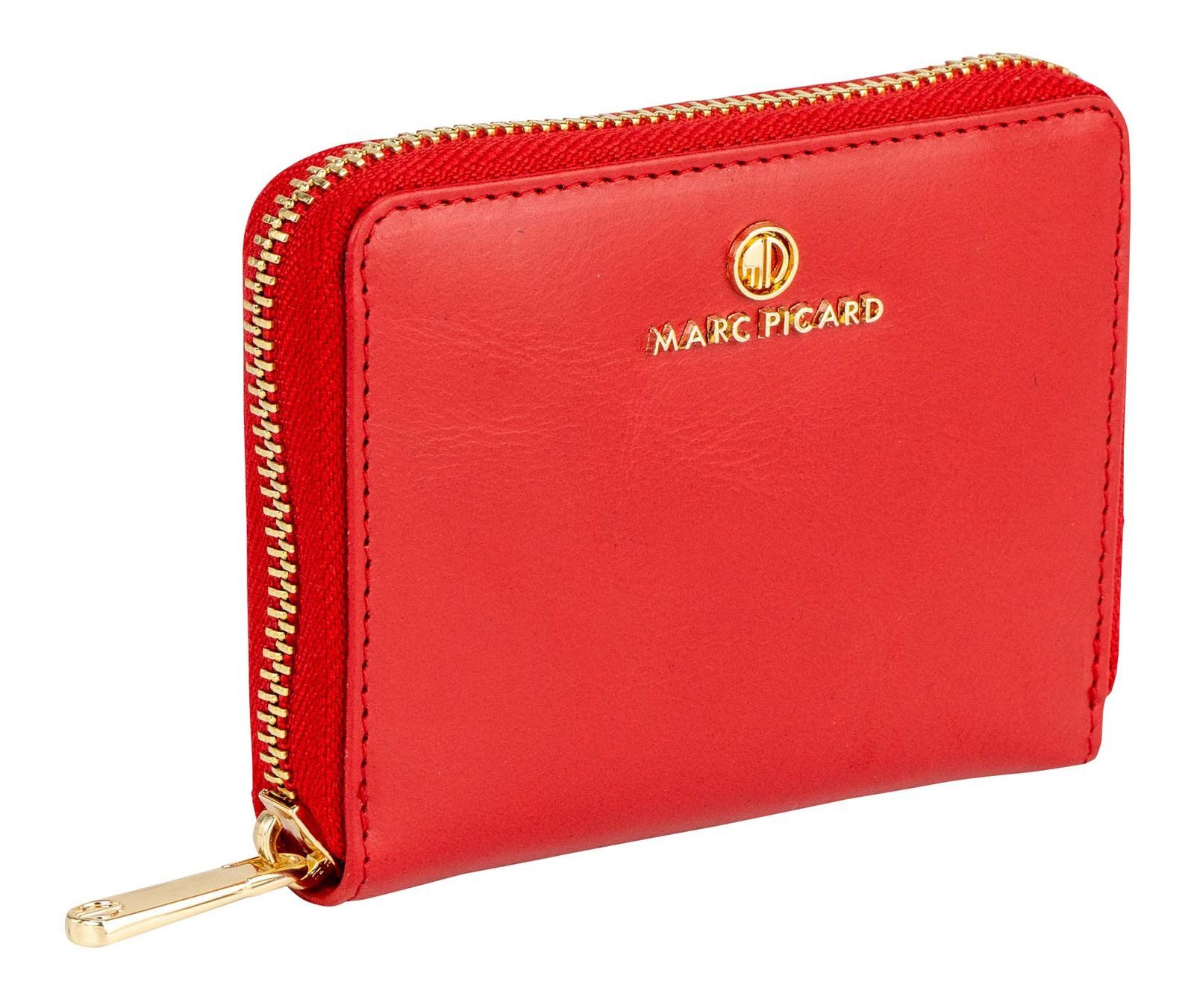 Marc Picard Geldbörse Zip Wallet, aus echtem Rindsleder mit RFID-Blocker Schutz