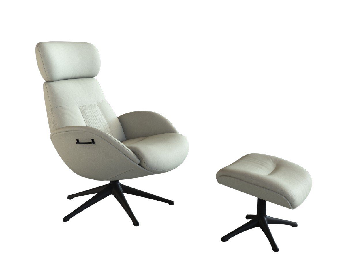 FLEXLUX Relaxsessel Elegant, Funktionssessel, verstellbarer Rücken- und Kopfstütze, Premium Komfort, Rücken- & Kopfteilverstellung, drehbar, Fuß schwarz