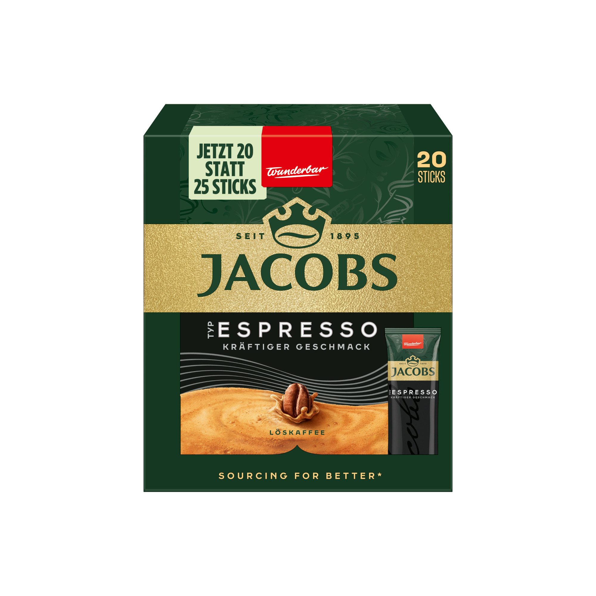 JACOBS Kaffee Löskaffee Typ Espresso 12 x 20 Getränke Sticks, (Packung, 12er Pack)